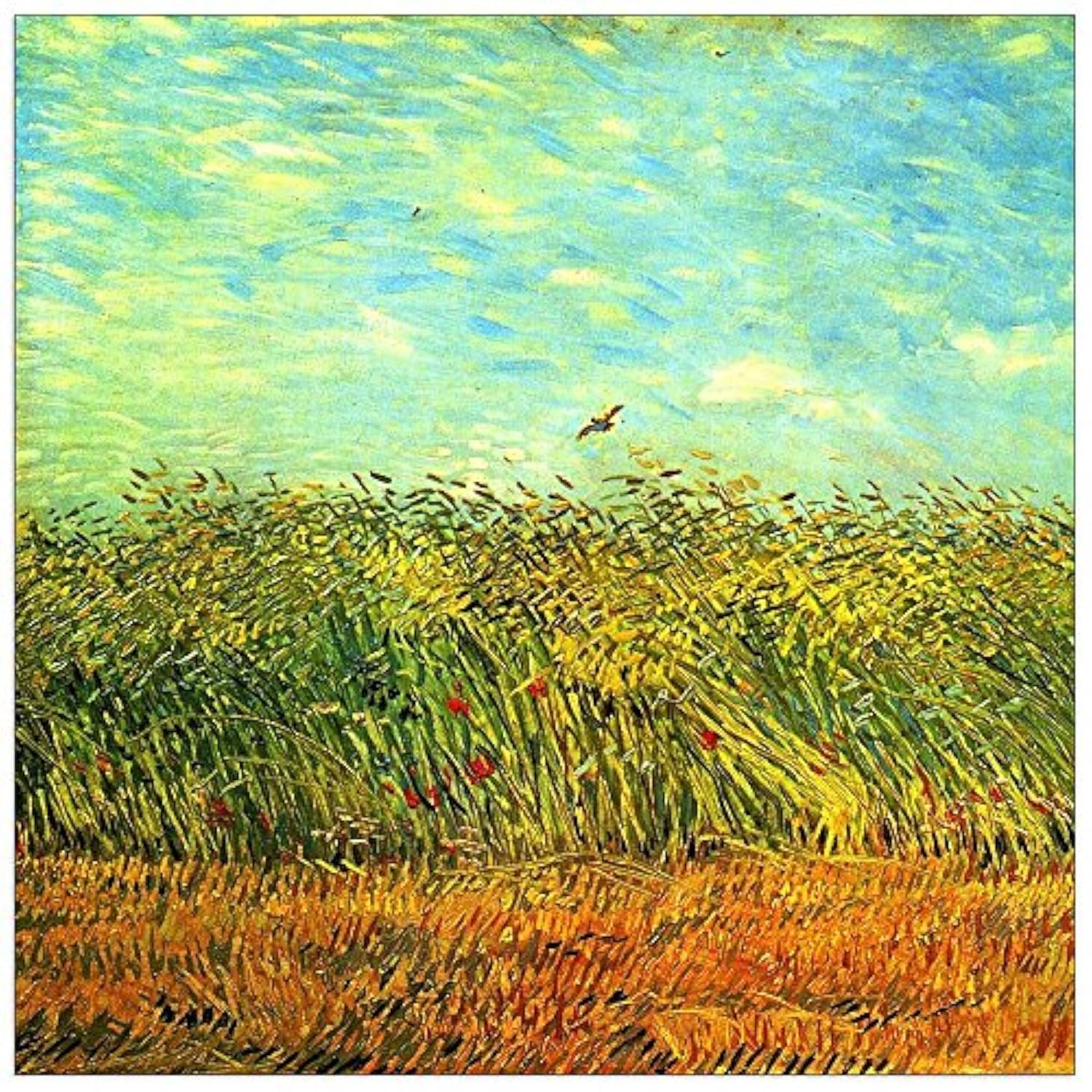 ArtPlaza Van Gogh Vincent-Wheat Field with a Lark Decorative Panel, Wood, Multi-Colour, 50 x 1.8 x 50 cm