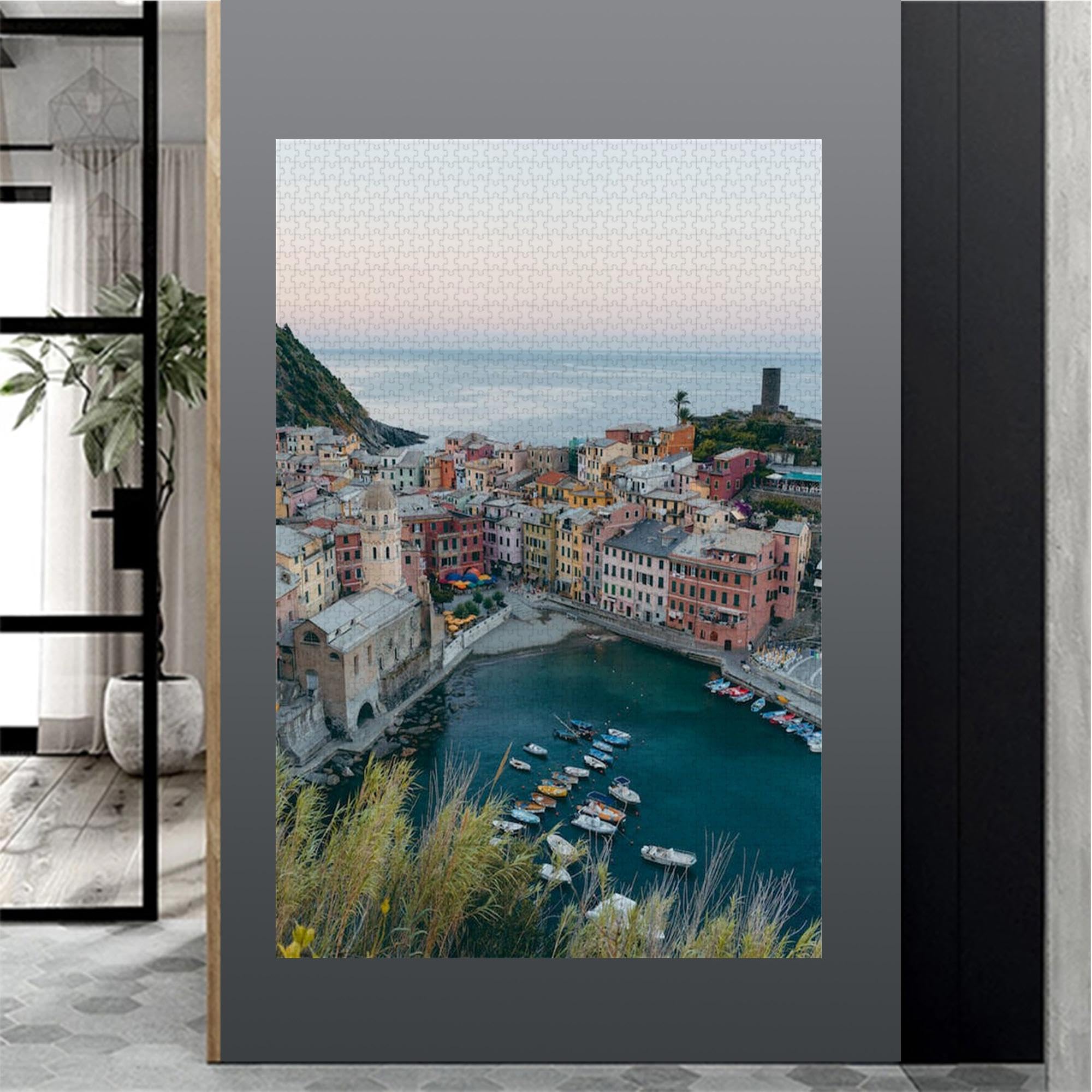 Barche sulla Baia delle Cinque Terre - Puzzle in Legno da 3000 Pezzi - A Forma di per Adulti, Famiglia