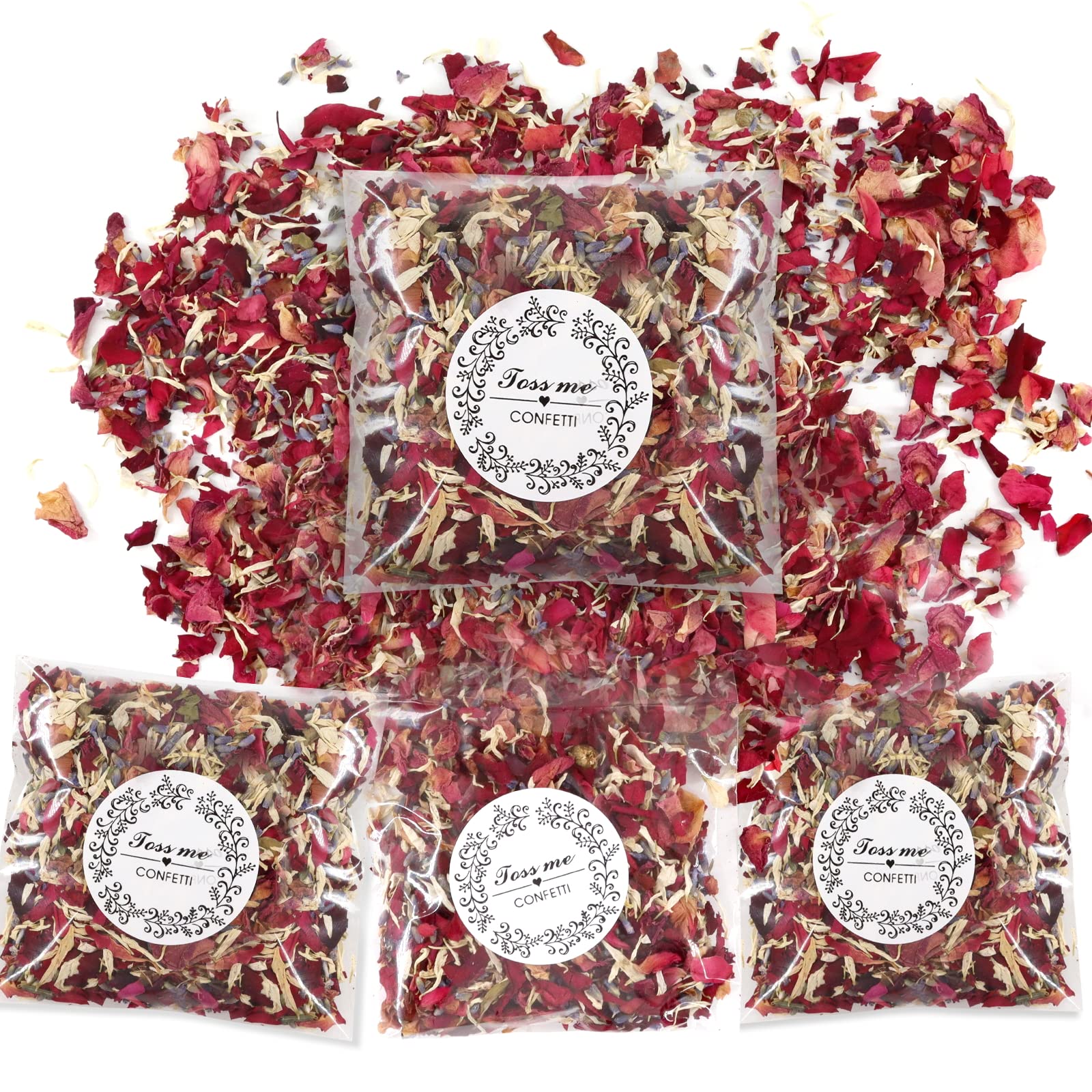 Annhao 20 Paquetes Confeti De Boda Natural Pétalos de Flores Secas, Petalos boda de Rosa Naturales Confeti De Pétalos De Rosa Biodegradable para una Noche romántica, Boda, Fiesta, Decoración