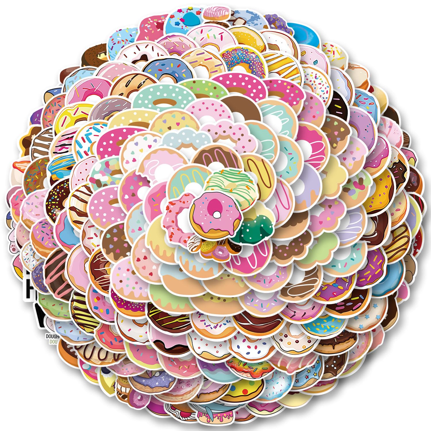 Donut Stickers 200Pcs for Decoration Water Bottle Bike Skateboard Luggage Toy Snowboard Helmet Motorcycle Gifts Phone Cases Guitars Refrigerator