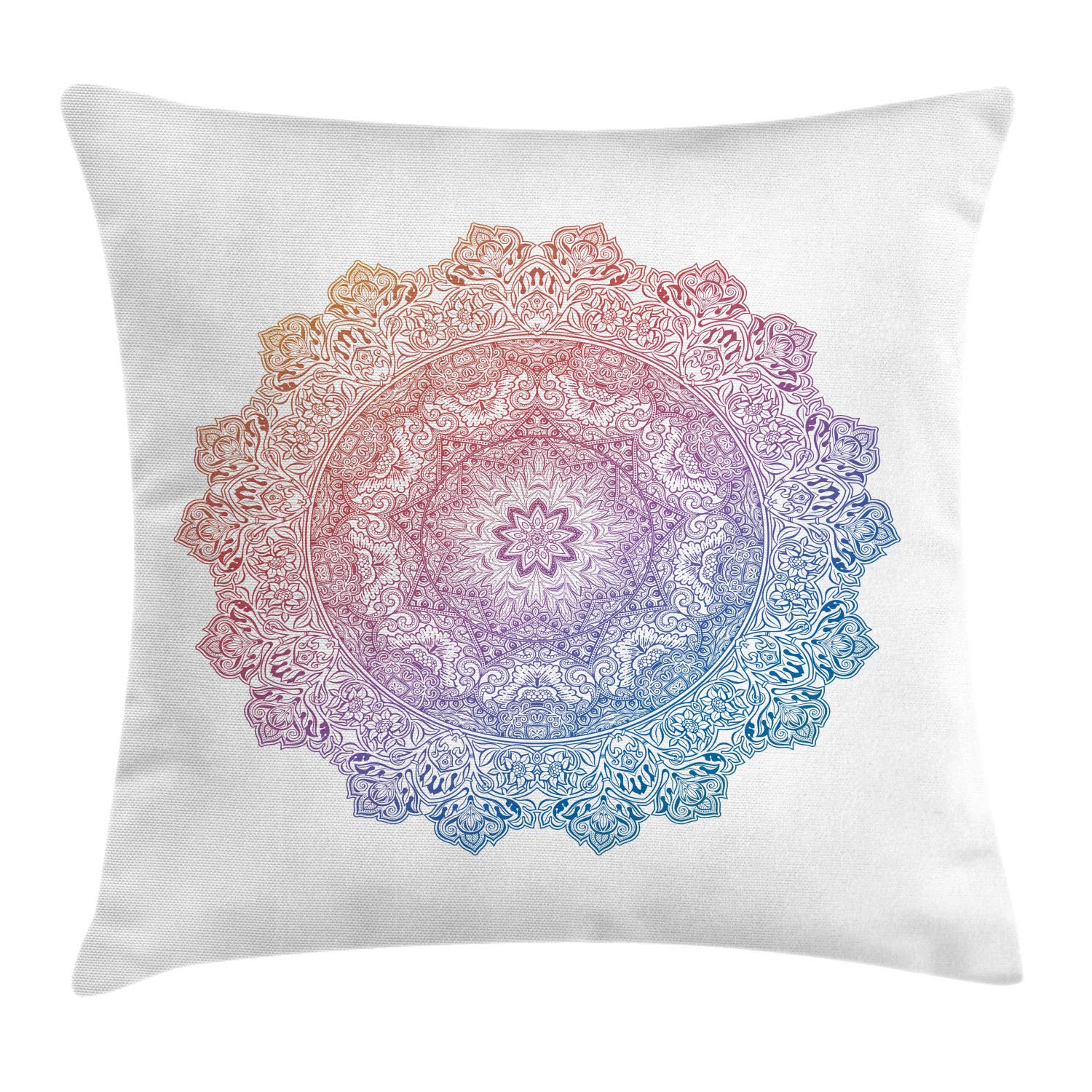 ABAKUHAUS Mandala Federa Fodera Cuscino, Floreale Foglia dell'Estremo Oriente, Copricuscino Quadrato Decorativo, 40 cm x 40 cm, Secco Rose Blu Cobalto