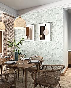 Naphite Green Floral Peel and Stick Wallpaper Boho Contact Paper for Cabinets Sage Green Flower Watercolor Contact Paper Modern Self Adhesive Removable Wallpaper for Bedroom Decor 17.3inW 393inL