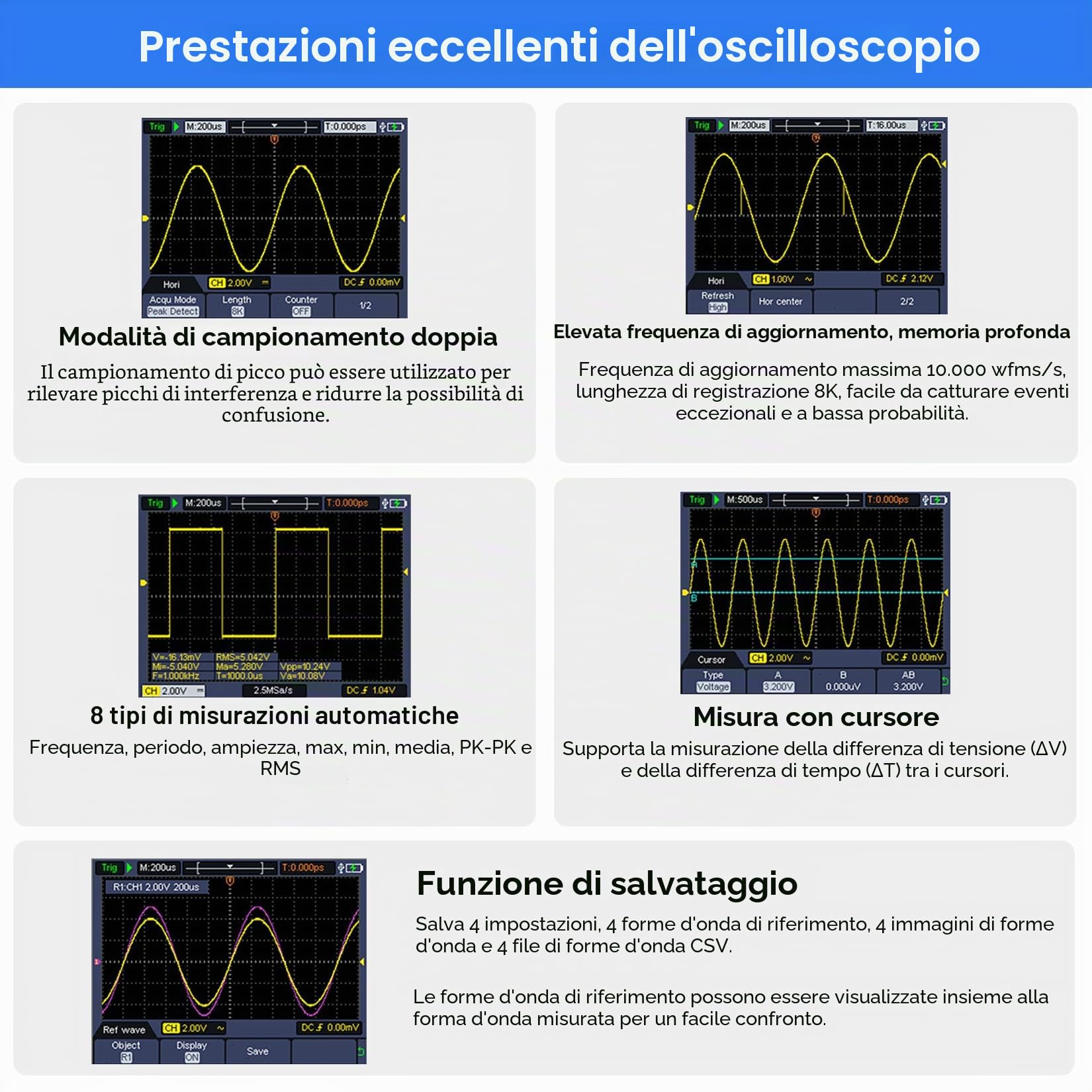 OWON HDS271 Oscilloscopio portatile a canale singolo,3 in 1 larghezza di banda 70MHz,multimetri a 1 canale,24000 conteggi con USB tipo C (oscilloscopio+multimetro+generatore da 100kHz)