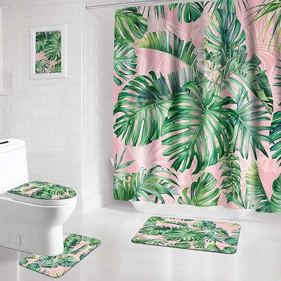 Amazon.com: Aprophic Jungle Bathroom Sets with Shower Curtain and Rugs ...