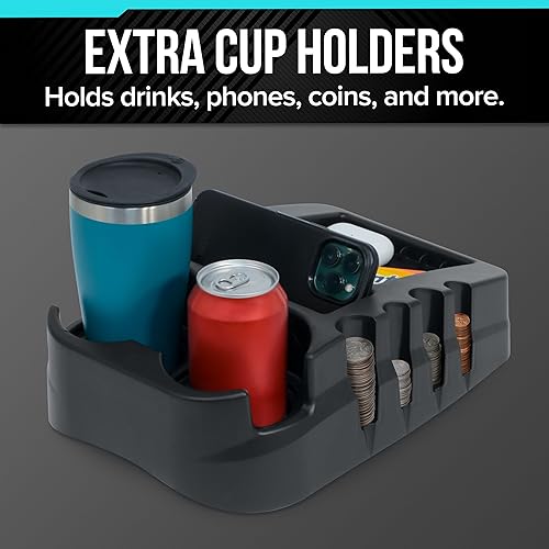 Miniatura 3 de Consola central universal de piso para automóvil con soportes dobles para tazas, organizador de almacenamiento de consola central portátil,