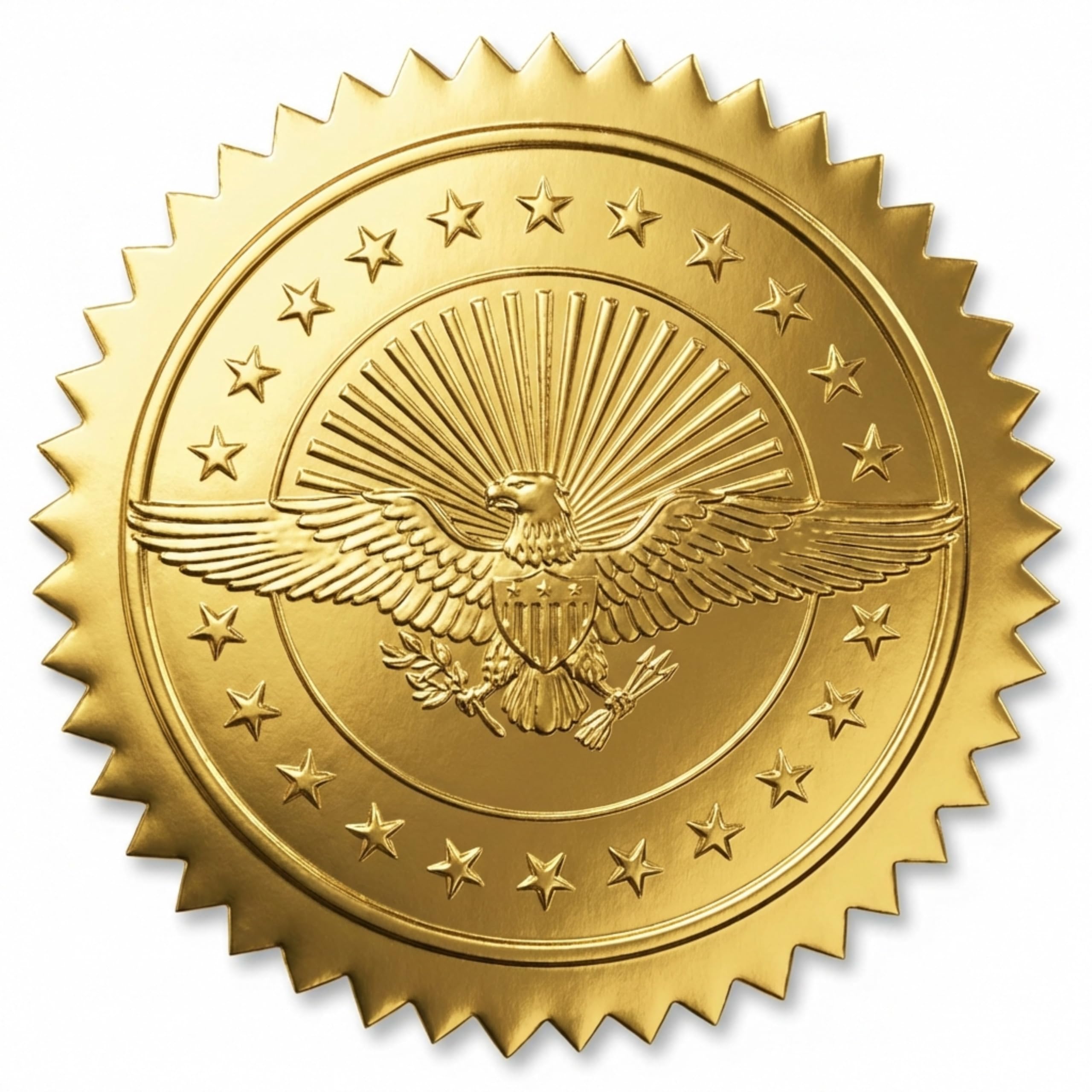 PaperDirect American Eagle Embossed Gold Foil Certificate Seals, 2 Inch, Self Adhesive, 102 Count, Embossed Seals for Certificates, Achievement and Award Stickers for School, Work, Diploma