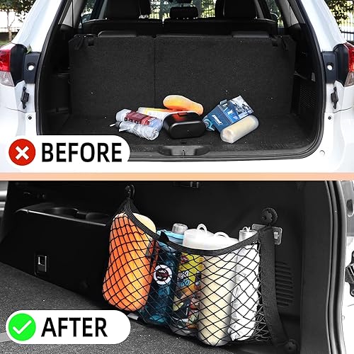 Miniatura 28 de Red de carga universal de malla para almacenamiento en el maletero del automóvil, red elástica de carga para automóvil, bolsillo organizador