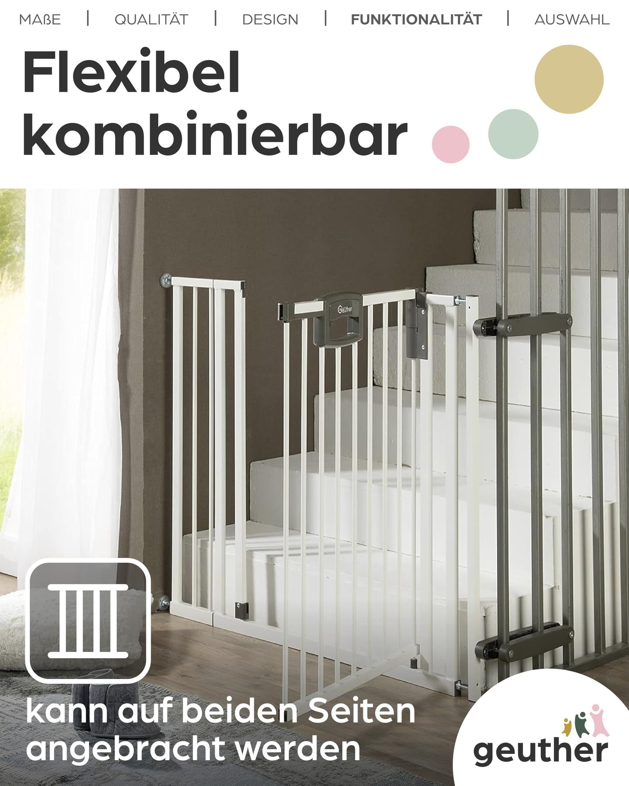 Geuther Rallonge EASYLOCK PLUS | Adaptation : 32 cm | Extension stable | Sans percer | Convient pour toutes les barrières Easylock | Combinable avec des sets de pinces supplémentaires | Anthracite