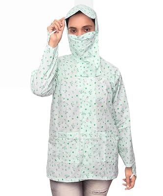 Goodluck Women's Cotton Mid Thigh Sun Protection Summer Coat/Mask Suncoat (Driving Court) (44) Multicolour