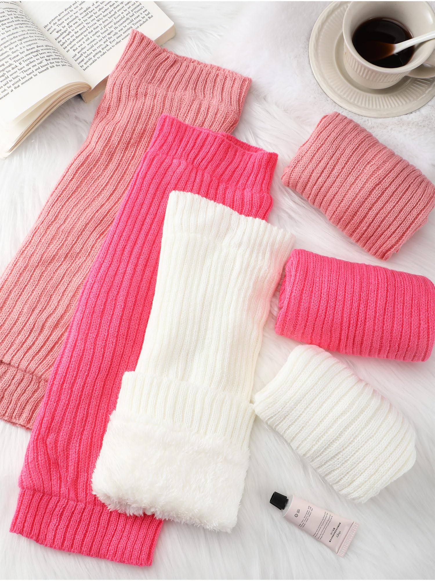 Chuarry 3 Pairs Winter Fleece Lined Leg Warmer for Women Skating Leg Warmer Long Boot Socks for Women Skating Every Day Wear