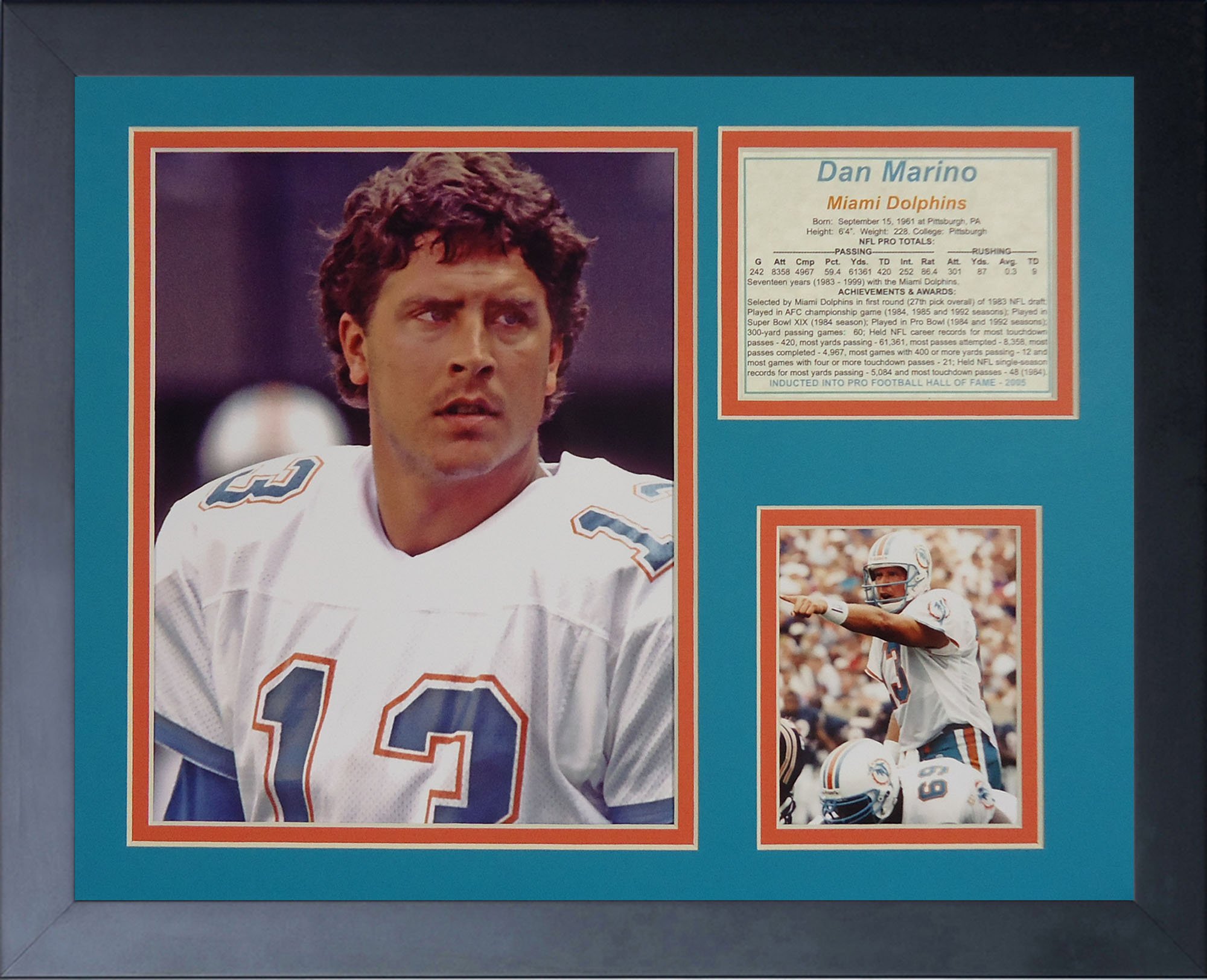 Legends Never Die"Dan Marino Portrait" Framed Photo Collage, 11 x 14-Inch, Black (11685U)