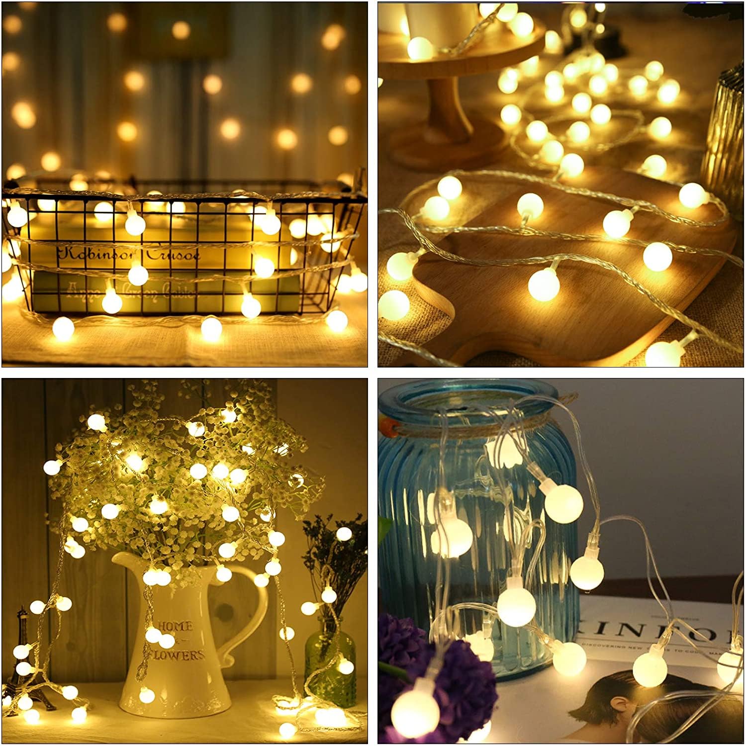 Liyade Guirnalda Luces, 15M 120LED de Cadena de Luces Para Exterior/Interior con Enchufe, 8 Modos Luces Navidad ideal Para de Decoración, Habitación Infantil, Balcones, Jardín, casas, bodas, Navidad