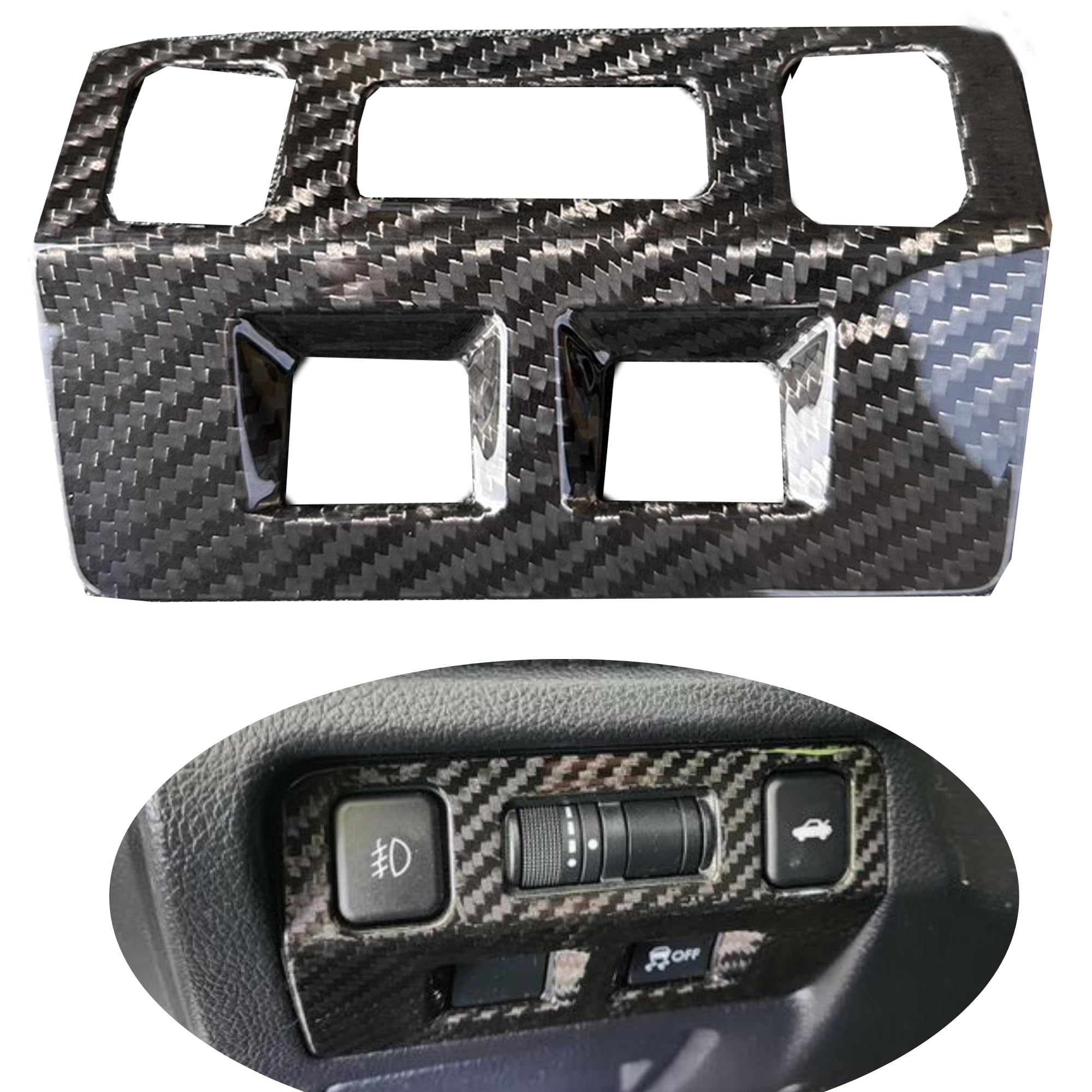 Front Inner Head Light Switch Button Overlay Cover for Subaru WRX/WRX STI 2015-2021 I Dry Carbon Fiber I Lightweight Strong with UV-Resistant Clear Coating (1PC)