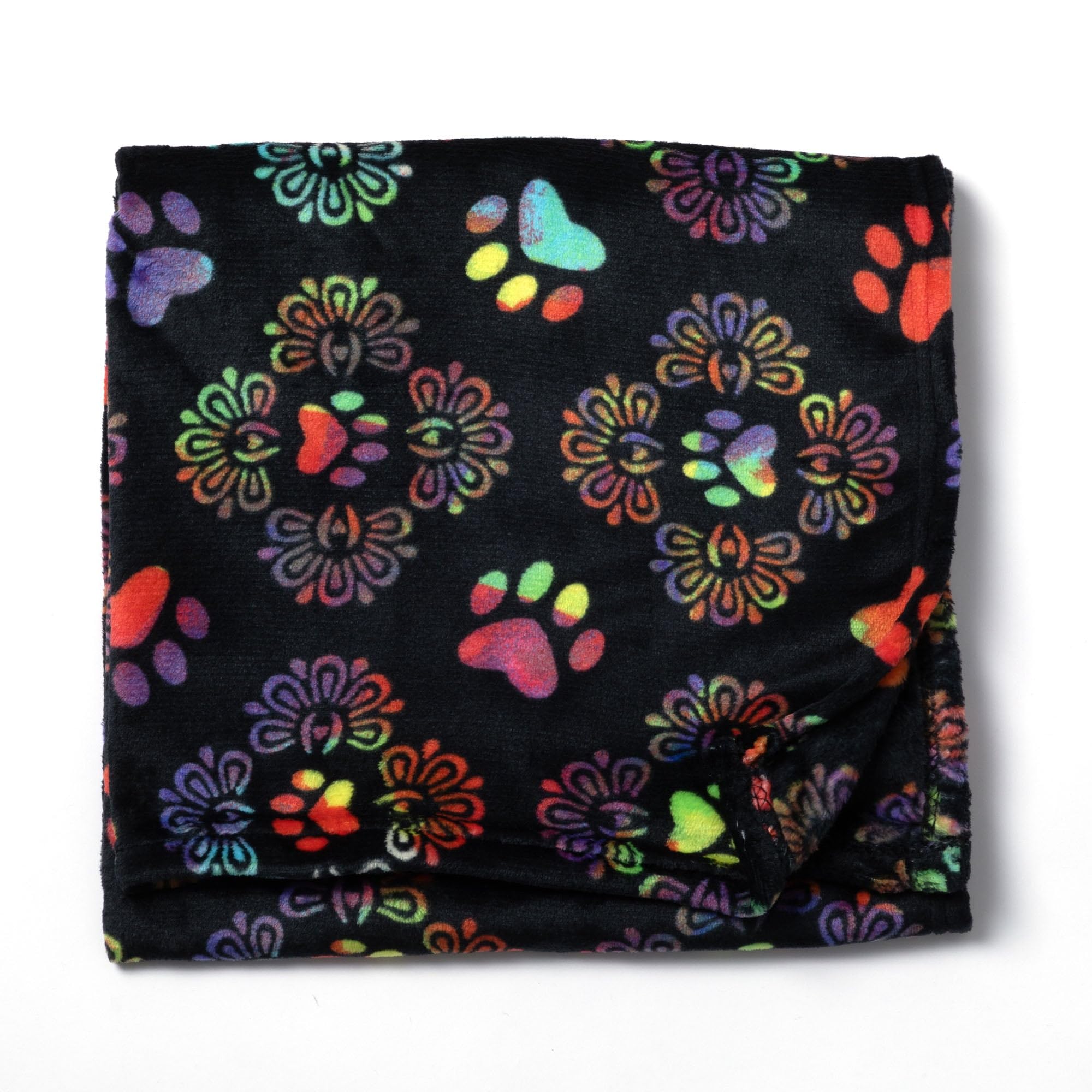Pet Dog Cat Blanket Ultra Soft Cozy Fleece Paw Print Design Machine Washable Durable for Crates Beds Sofas Travel (Decadent Paws, Large)