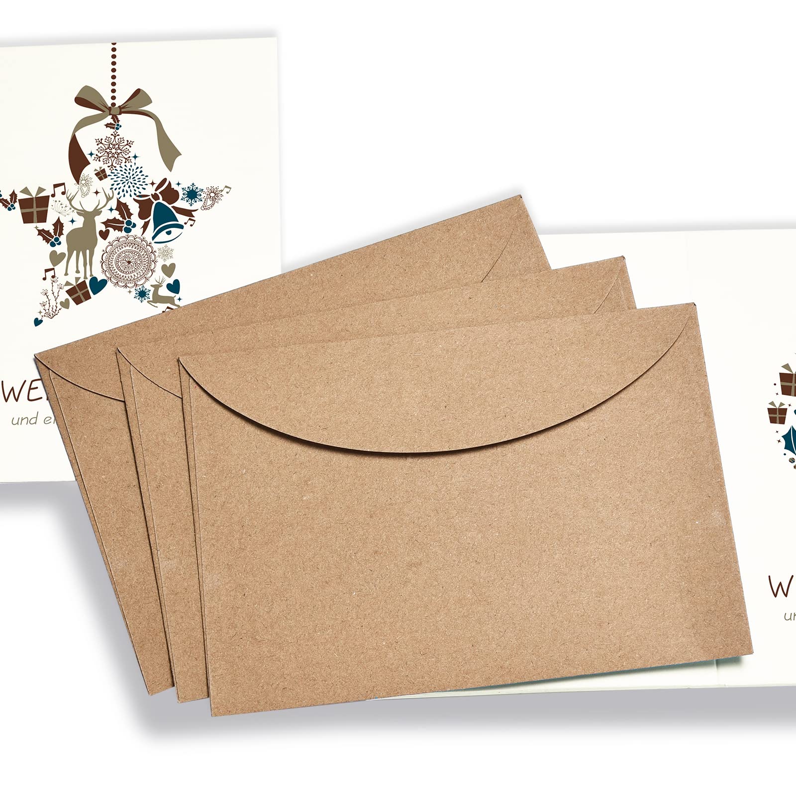 brint. Biglietti di Natale con buste (carta Kraft) – 20 pezzi | Set di biglietti di Natale semplici ed eleganti | A6 esclusivi biglietti pieghevoli con busta, set aziendale Team Azienda Abete