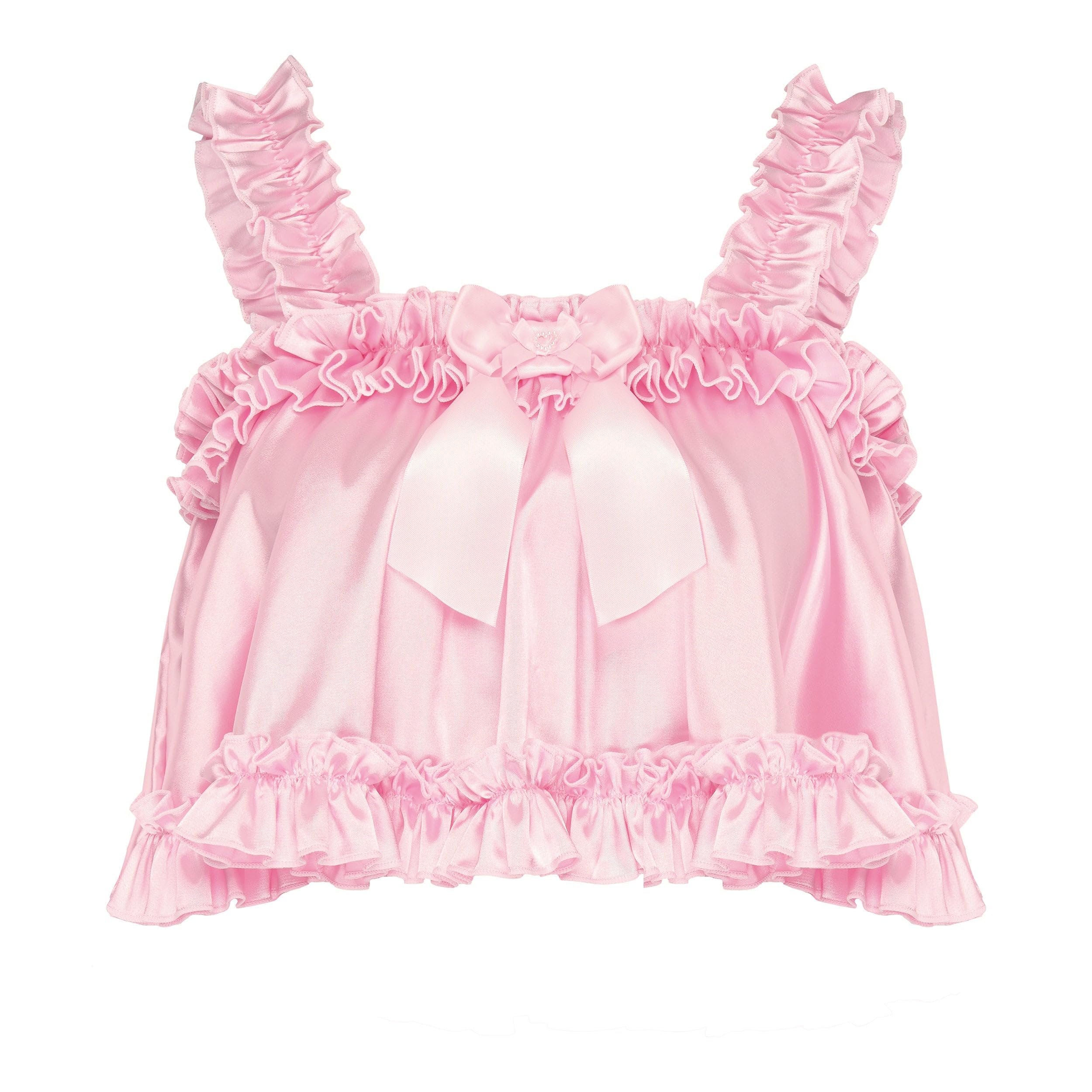 Satini Caraco Sissy Satin Bords à Volants Nœud