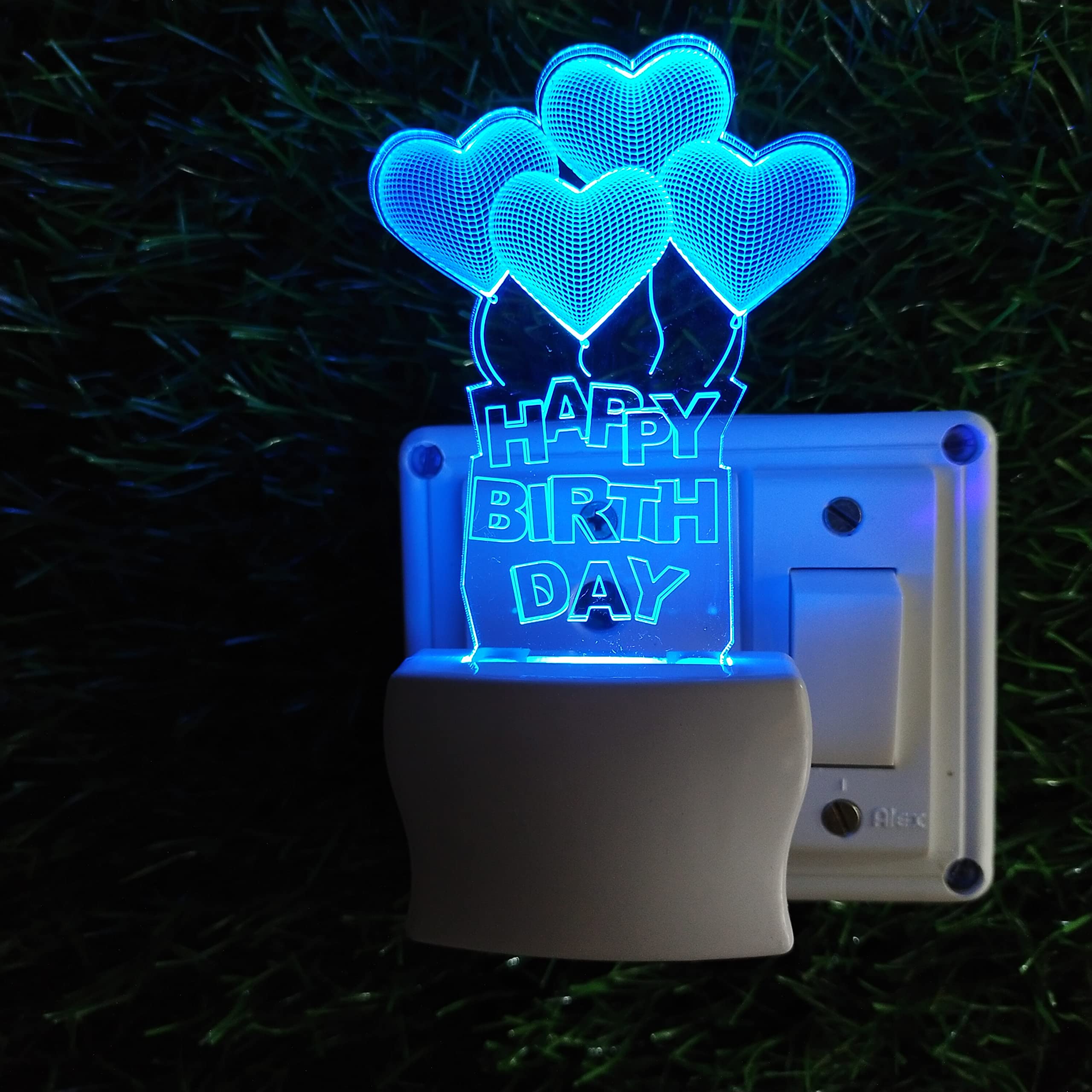 Shree RAMDUT Happy Birthday 3D Optical Illusion Acrylic Night Lamp, 7 Colors RGB Auto Colour Changing LED Plug n Play Night Light, Office Light, Best Gift - Pack of 1 (SD022,Multicolour, 3 Inch)-picture-26