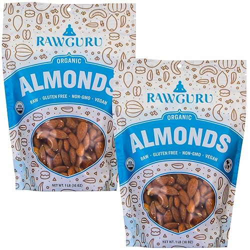 Miniatura 4 de RawGuru Almods orgánicos sin sal - Crudo  Keto  Vegano  Kosher  Paleo  Snacks sin gluten  Superalimento, 16 onzas
