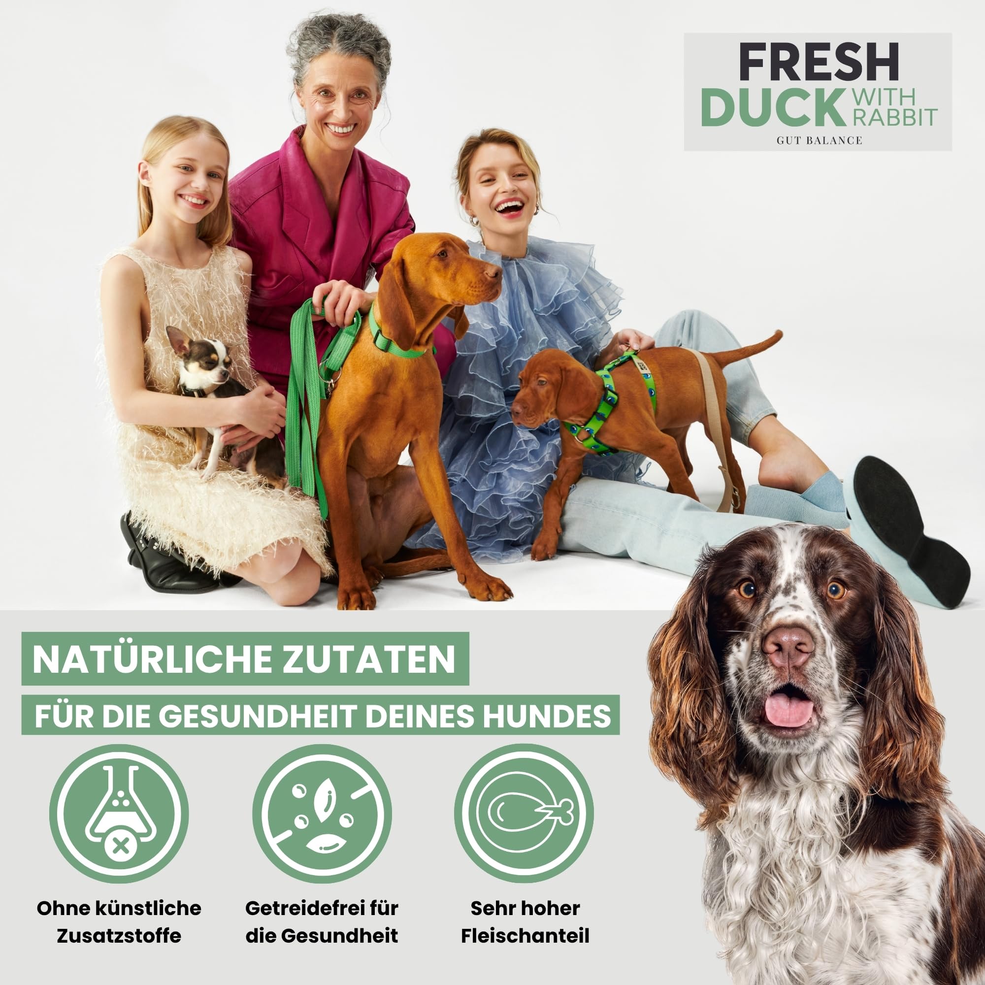 JOHN DOG Premium Trockenfutter für Hunde Fresh - Hundefutter trocken getreidefrei mit 86% Fleischanteil - Hundetrockenfutter mit Ente & Kaninchen - natürliche Zutaten - für ausgewachsene Hunde 12kg