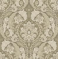 Vista 1 de NextWall Harry & Grace Thornton Vintage Damask Peel and Stick Wallpaper (Latte)