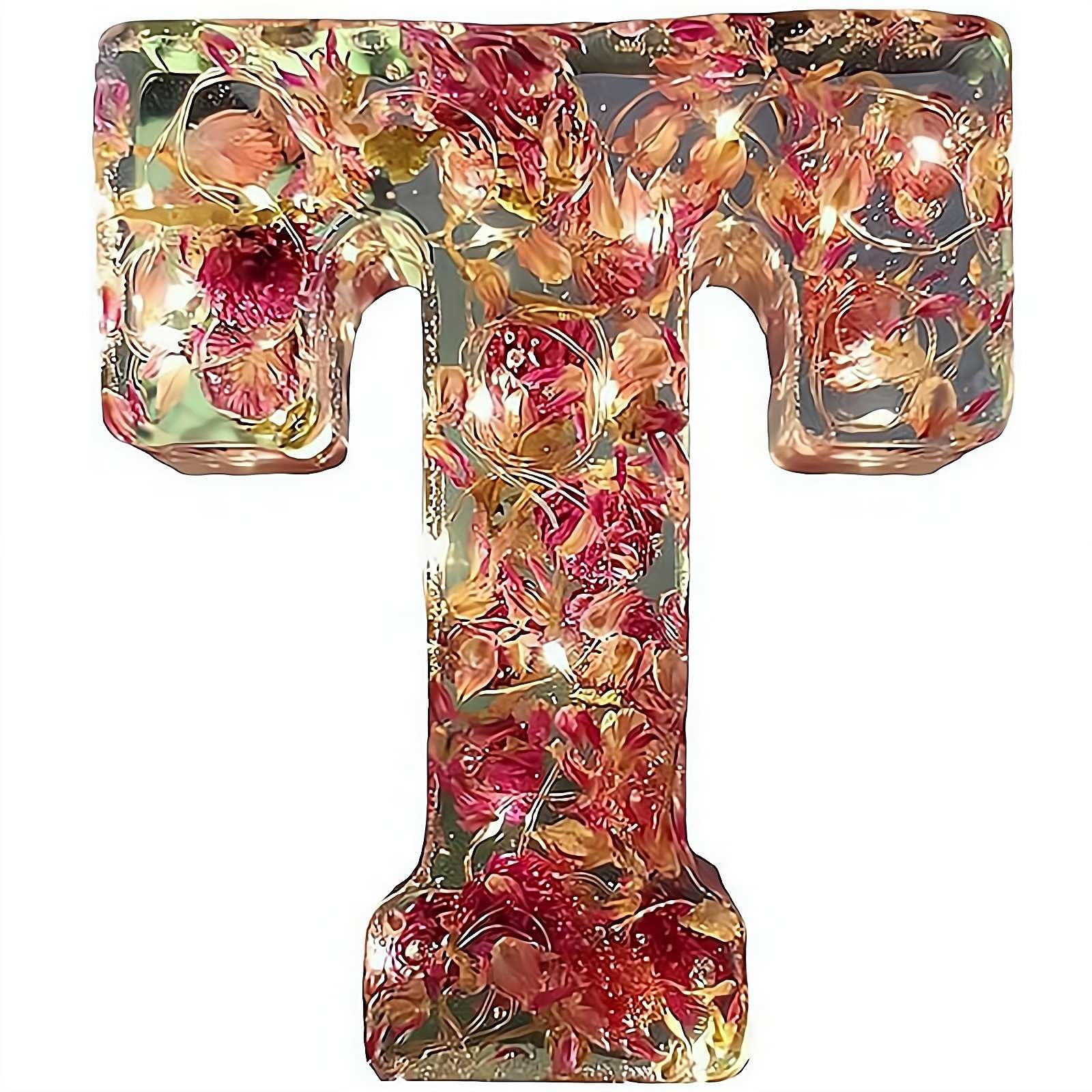 Handmade Floral Night Light, 2026 Floral Resin Night Light Letter, Flower Resin Letter Lamp with LED Lights, DIY Handmade Creative Letters Flower Lamp, For Various (T)