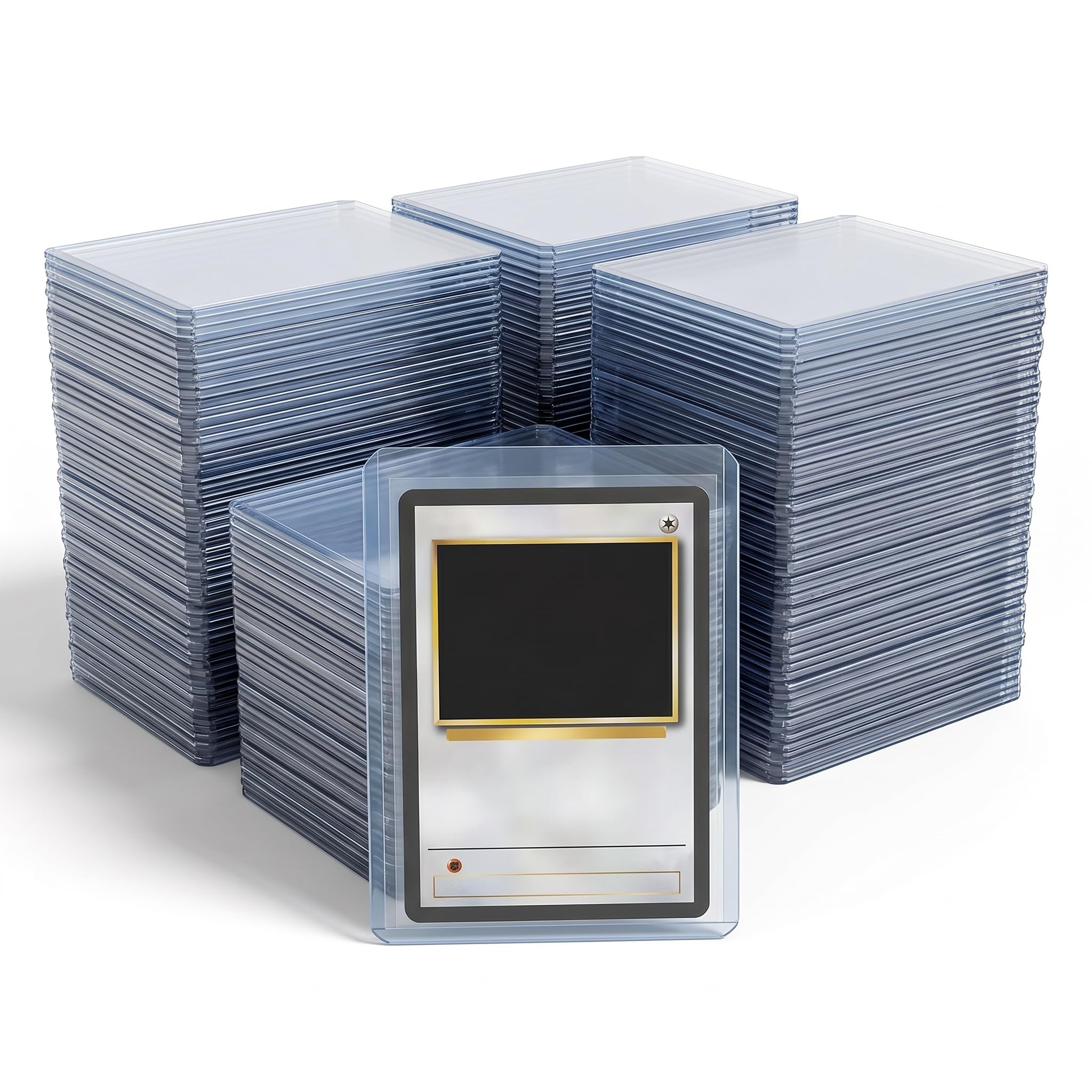 50 Pcs Clear Card Sleeves, 76 x 101mm Standard Top Loaders Hard Plastic Trading Card Sleeves Deck Protectors Holders Fit for MTG Baseball and Football Sports Game Cards