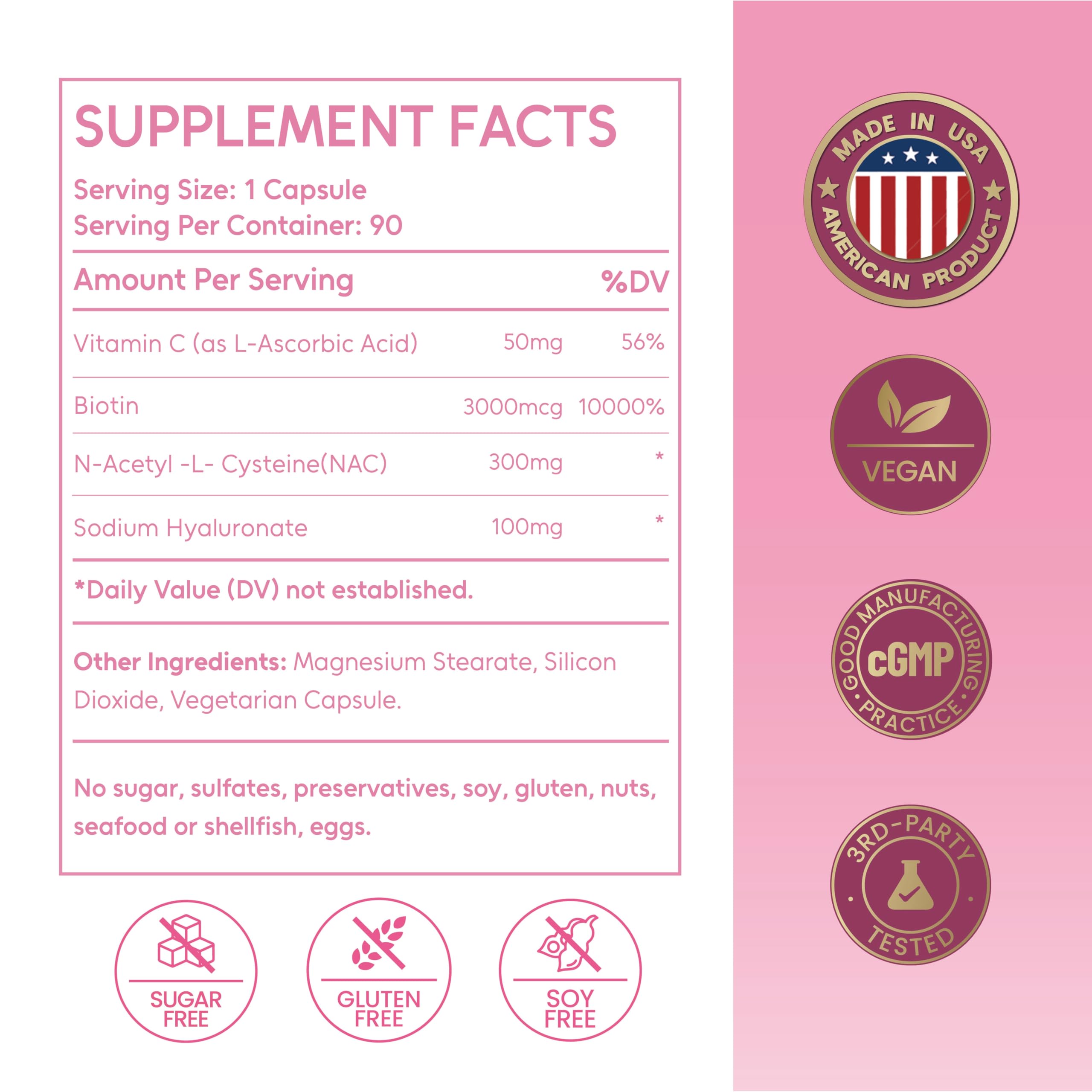 Women's Skin & Beauty Complex | Skin Brightening, Hair, Skin & Nails Health, Cellular Health, Antioxidant Support | Vegan, Non-GMO, Made in USA, 90 Servings