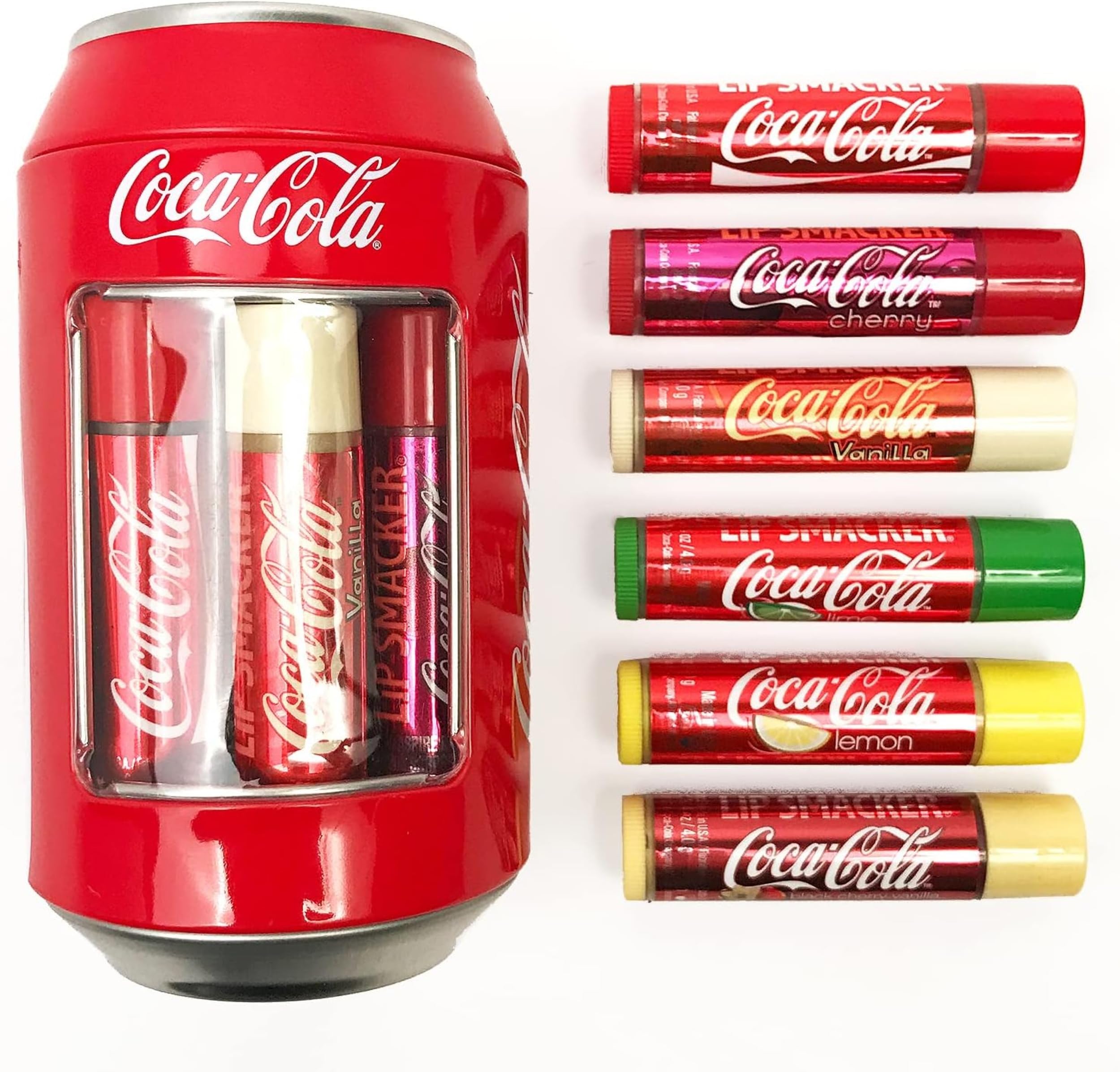 Lip Smacker - Coca-Cola Can Collection - Set of Lip Balms for Kids in Different Flavours - Sweet Gift in a Collectible Classic Coca-Cola Can - Gift Pack of 6
