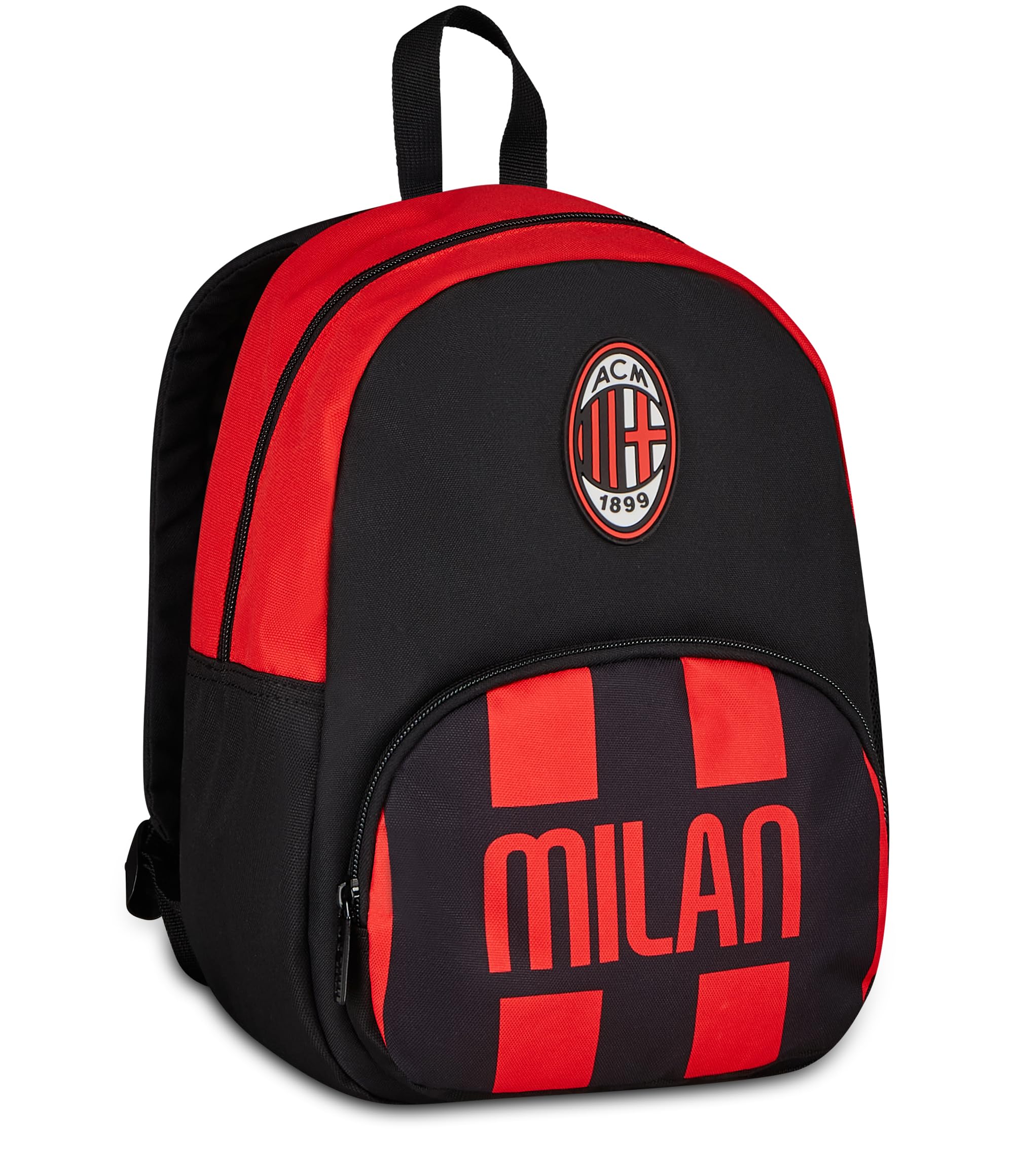 Seven Zaino Small Milan, Nero, 14 L, Zainetto monoscomparto, Tasca frontale, Tasca laterale portaborraccia, Scuola, Asilo, Tempo libero, Bambini, Ragazzi e adulti, Calcio, Prodotto ufficiale