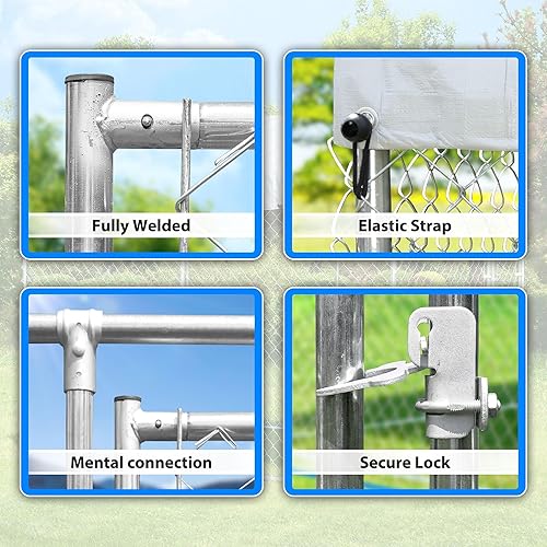 Miniatura 4 de Caseta para Perros Grandes 10x6x7.7 pies al Aire Libre, Caseta para Perros Resistente para Exterior con Techo, Puerta de Seguridad con Cierre