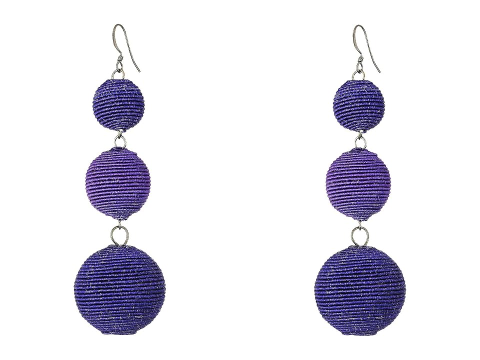 

Kenneth Jay Lane Triple Graduated Navy Blue Thread Wrapped Balls Fishook Top Earrings (Navy Blue) Earring
