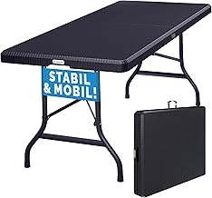 Casaria® Gartentisch klappbar Polyrattan Campingtisch 180x75cm Wetterfest Tragegriff Klapptisch Kunststoff Tisch Garten Balkon Camping Buffettisch Schwarz