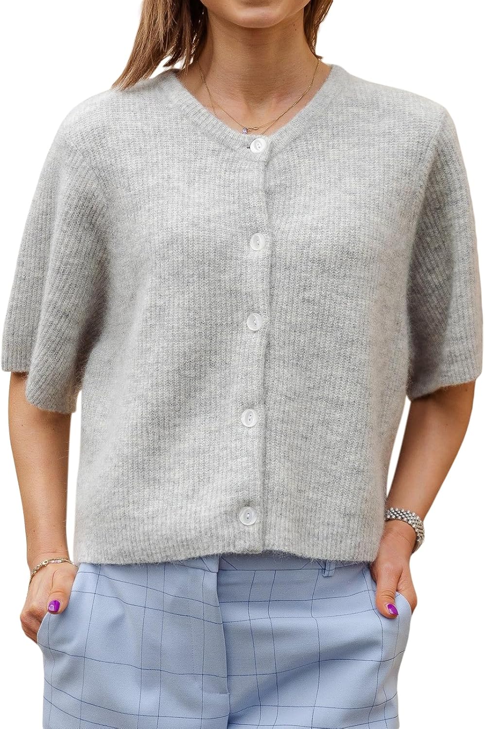 Women’s Y2K Summer Button Down Sweater Cardigans Shirts Short Sleeve Knitted Blouse Top Going Out Cropped Knit Tops Women’s Y2K Summer Button Down Sweater Cardigans Shirts Short Sleeve Knitted Blouse Top Going Out Cropped Knit Tops