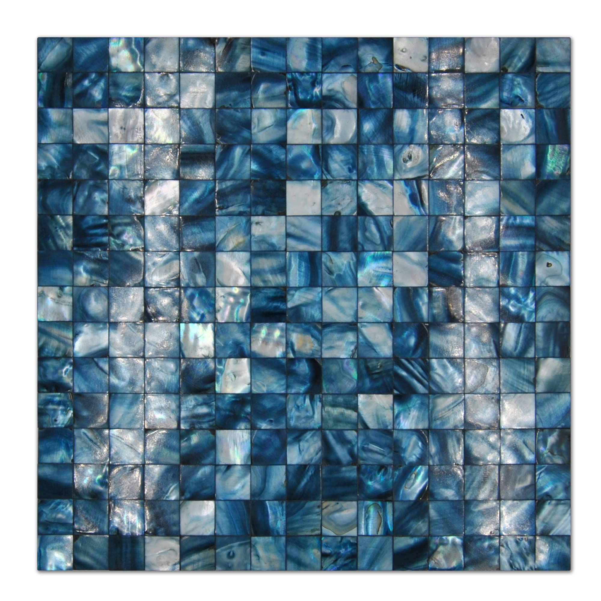 KASARO Peel and Stick Backsplash Shell Tiles, Mother of Pearl Mosaic Self Adhesive Tiles for Kitchen Wall Bathroom Bedroom Decor,Blue, 10-Sheet