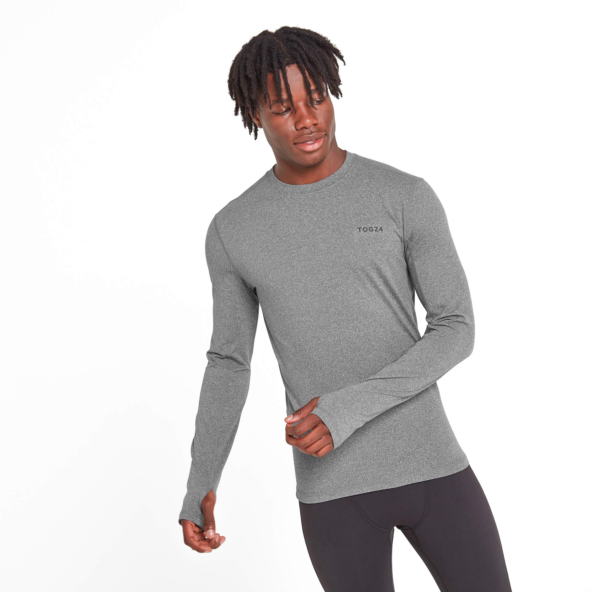 TOG24 Mens Snowdon Thermal Base Layer Crew Neck Top - Grey - XL