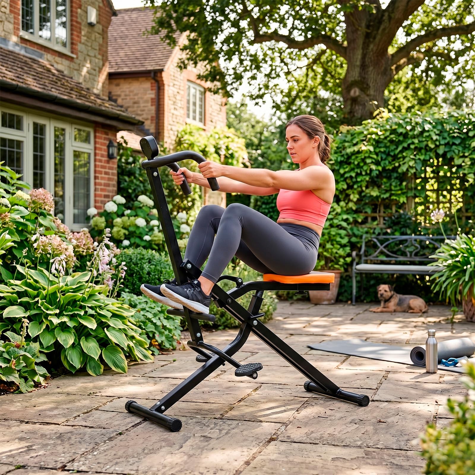 Total Fit Crunch Con Display, Banco de Musculación Con Panel de Control, Intensidad Personalizable, Banco Plegable, Gimnasia en Casa, Entrenamiento Fitness Completo