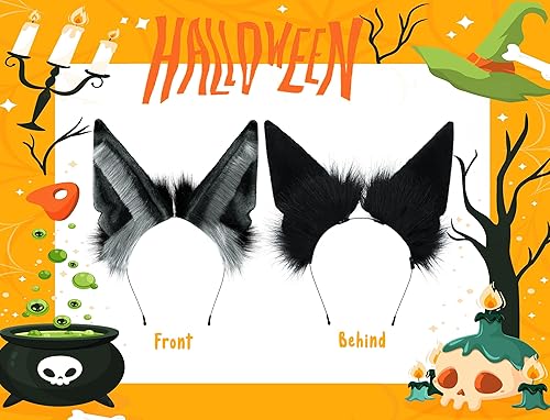 Miniatura 7 de Loiahoer Diadema de orejas de chacal, diadema de pelo de zorro lobo hecha a mano, accesorios para la cabeza, Halloween, cosplay, fiesta de disfraces