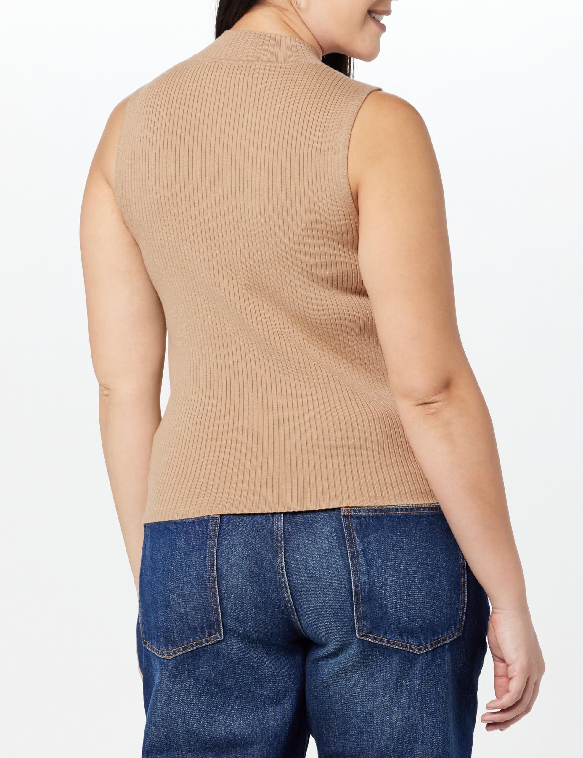 The Drop Women's Karolina Sleeveless Ribbed Mock-Neck Sweater