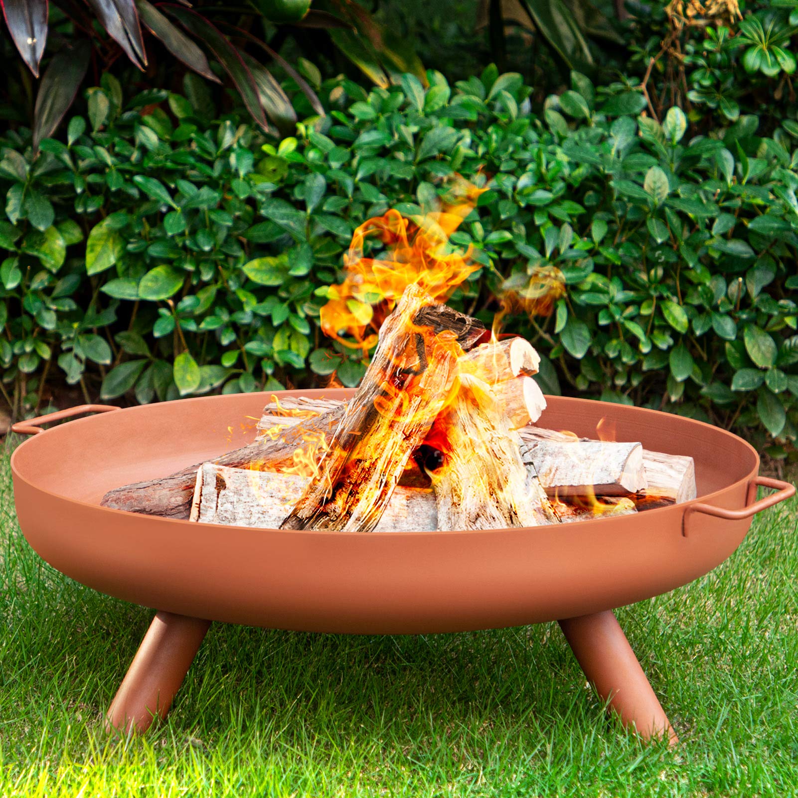 Amazon.com : AMAGABELI GARDEN u0026 HOME Fire Pit Outdoor Wood Burning Cast  Iron Fire Bowl 28in with A Drain Hole Fireplace Extra Deep Large Round  Outside Backyard Deck Camping Heavy Duty Metal