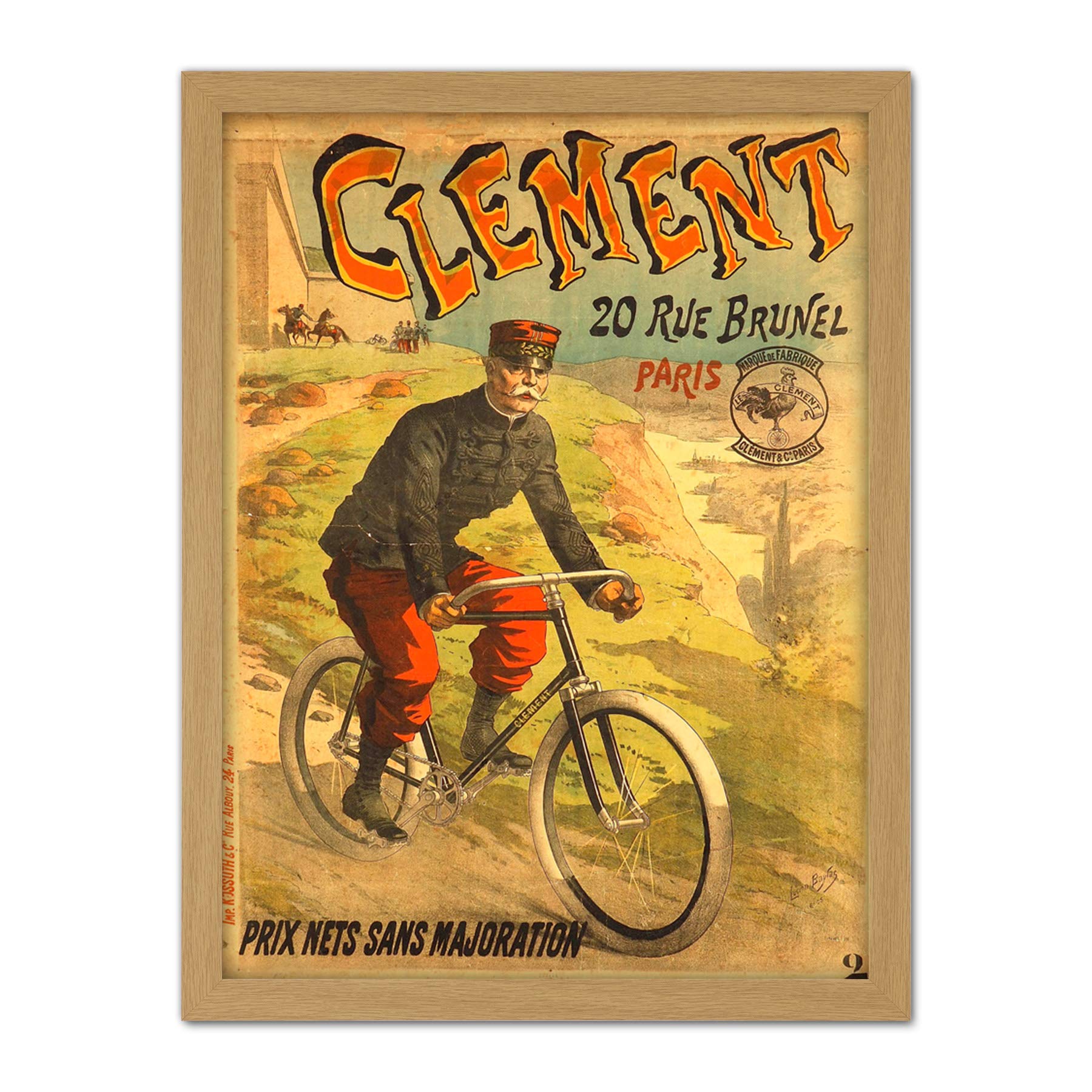 Baylac Clement Cycles General Joffe Advert Large Framed Art Print Poster Wall Decor 18x24 in