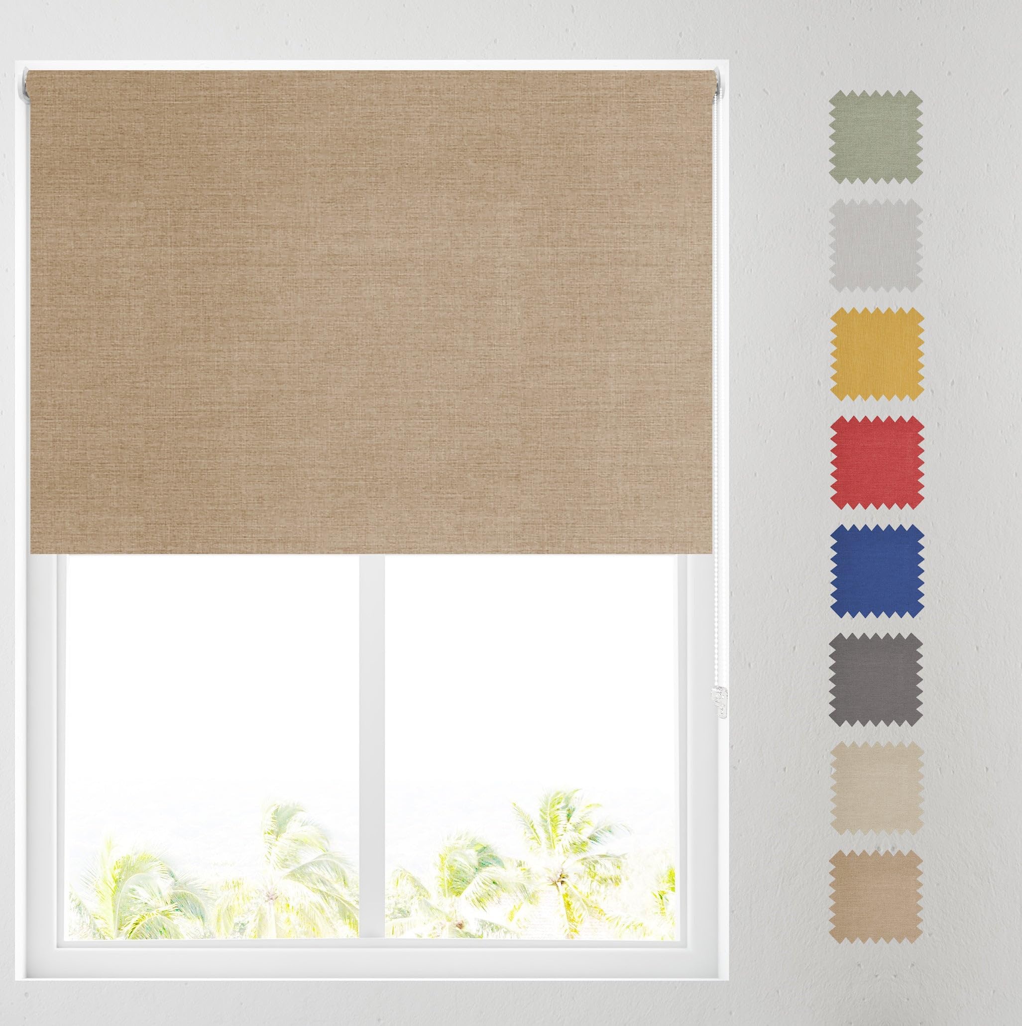 Barnes Blinds And Interiors Biscuit Barnes Blinds - Paris Textured Blackout Roller Blinds For Windows, Custom Cut To Size - Durable Fittings, Easy Fit ( 61Cm)