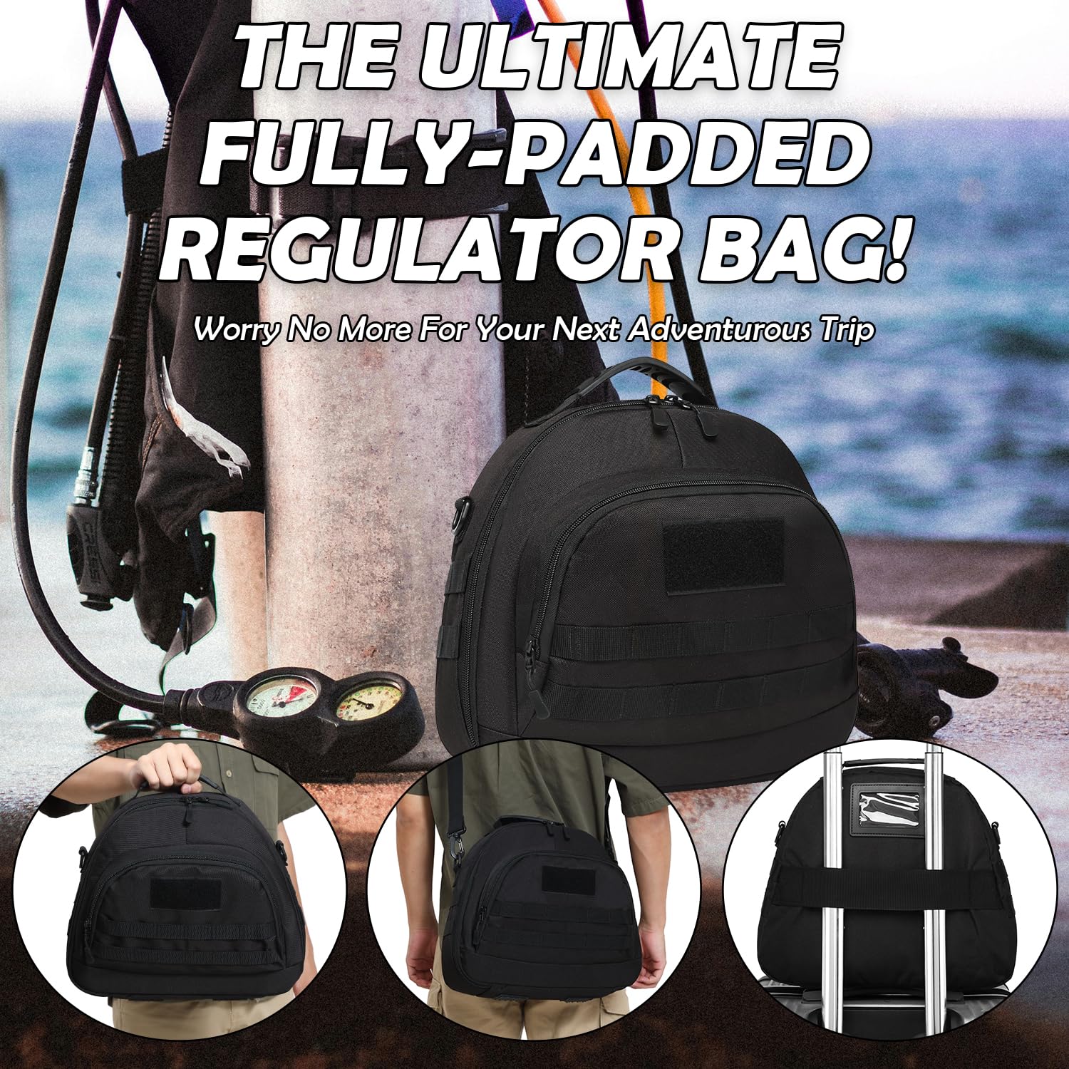 Atemreglertasche Taktische Tasche für Atemregler & Tauchregulator Gepolsterte Schnorchelntasche mit Schultergurt