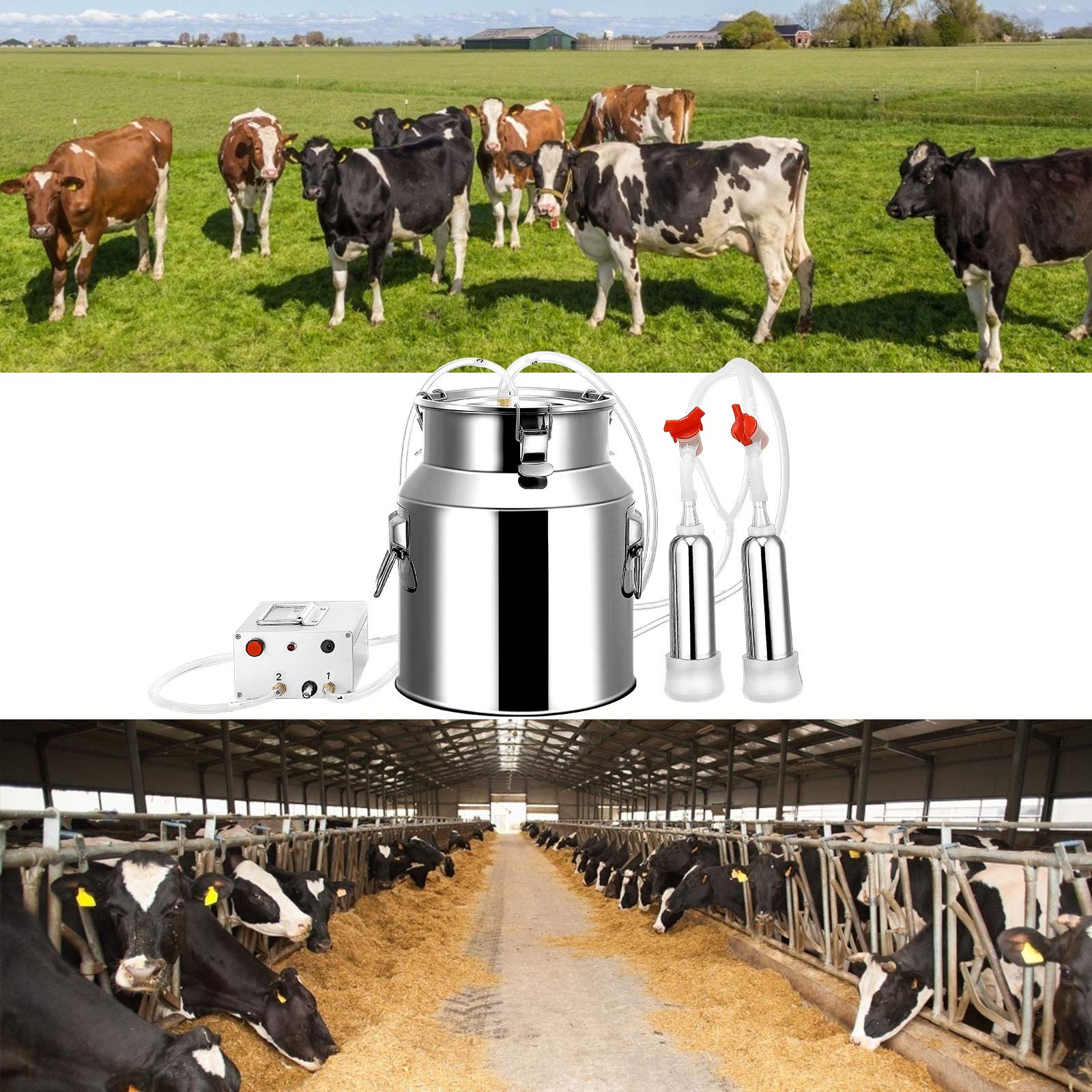 Amazon.co.jp: WSSEY 牛 搾乳機 電動 14L ミルカー 振動真空吸引ポンプ 