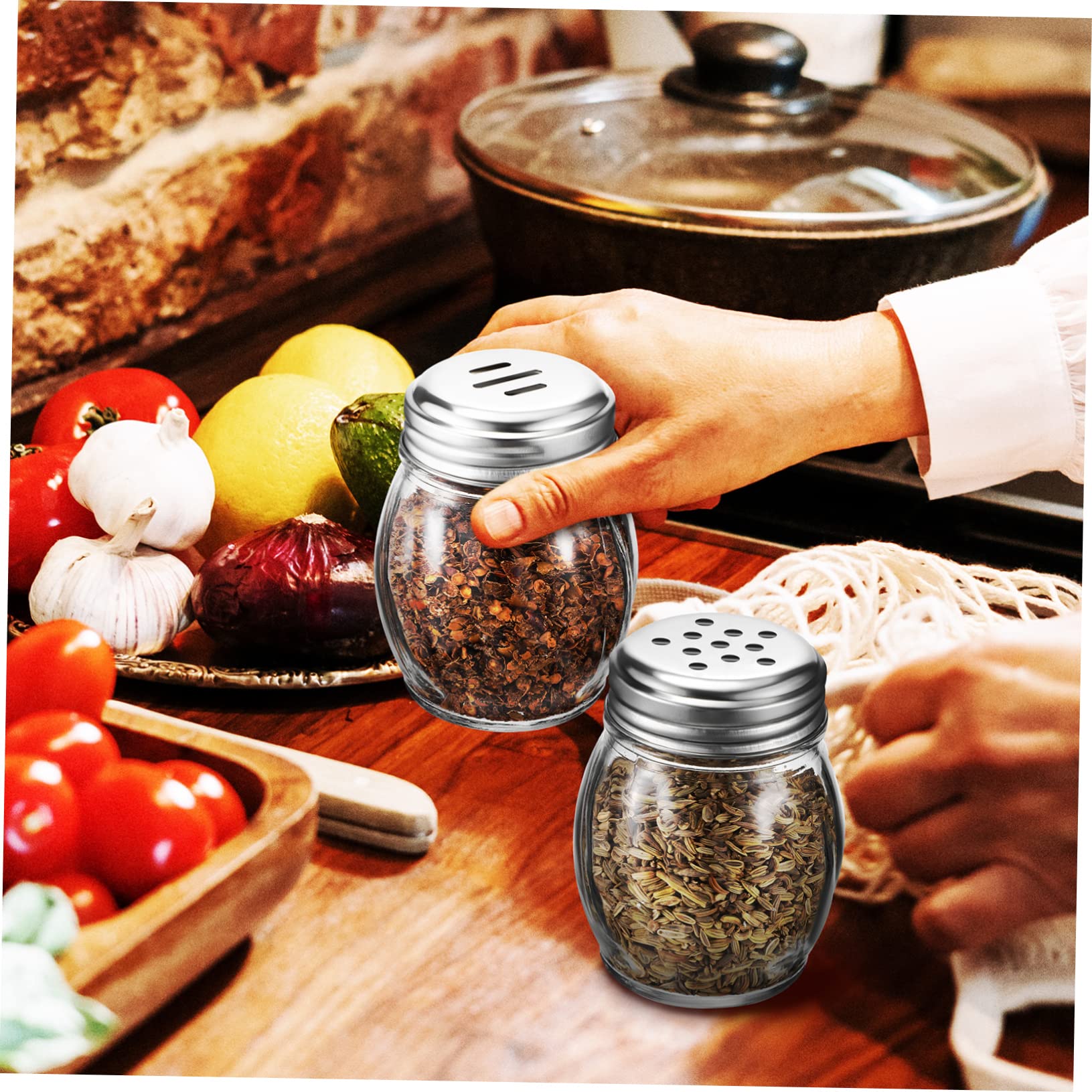 Saleros y Pimenteros de Cristal 10 Piezas 150 Ml para Condimentos | Botella Transparente, Uso Mano, Set de 10 Unidades, Apto para Cocina Familiar y Camping