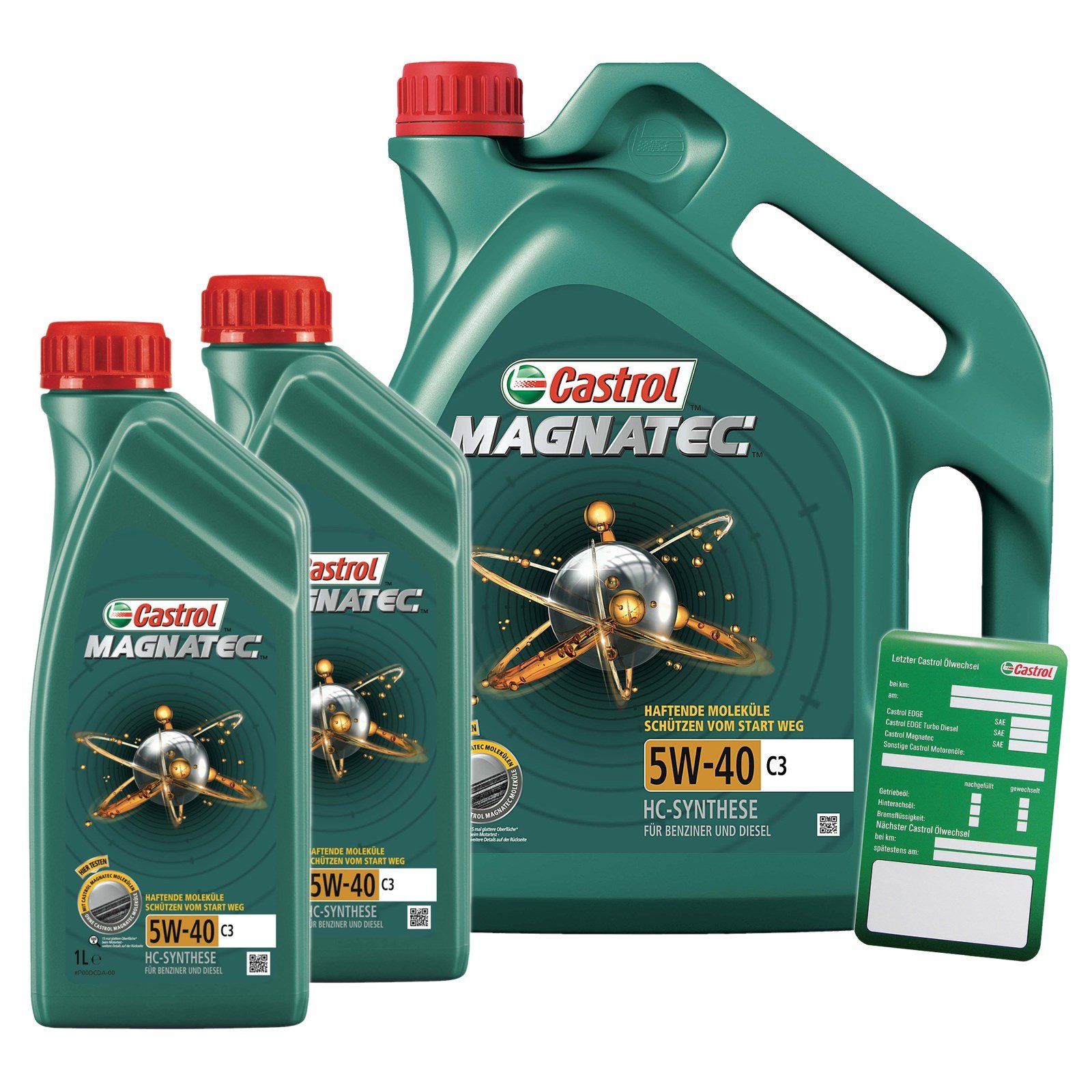 2x 1 L + 5 L = 7 litro Castrol Magnatec 5W-40 C3 olio motore incl. Castrol etichetta cambio olio; specifico: API SN/CF; ACEA C3; MB 229.31; VW 502 00/505 00; BMW Longlife-04; Renault RN0700/0710; dexo