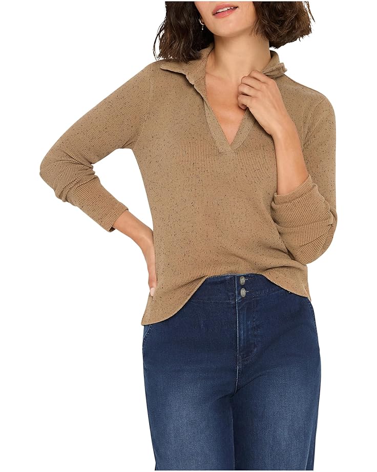 NIC+ZOE Rib Long Sleeve Polo - Main View