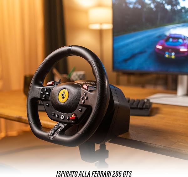 Thrustmaster T248 Ferrari 296 GTS – Volante da Corsa per Xbox Series X|S, Xbox One e PC – Replica Ufficiale Ferrari – Tecnologia Bungee Cord – Selettore Manettino – Include Pedaliera Magnetica T2PM - 2