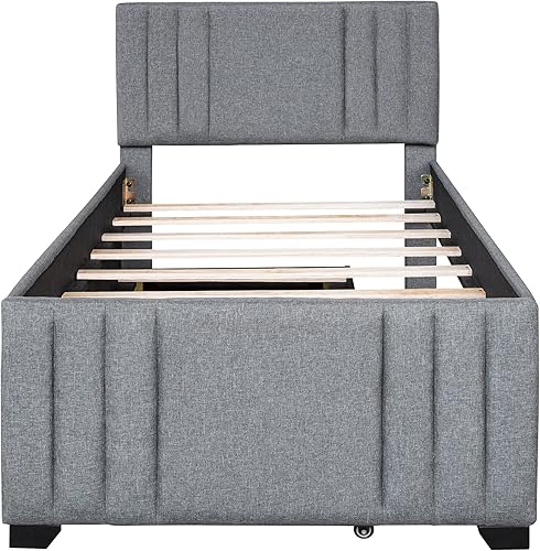 Miniatura 81 de SOFTSEA Cama de plataforma tapizada tamaño Queen con cajón de almacenamiento, marco de cama tapizado con cabecera con respaldo de alas, soporte de