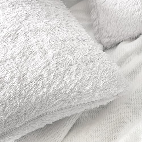 Miniatura 3 de PAVILIA Fundas de almohada blancas esponjosas, fundas de almohada decorativas para cama, sofá, funda de cojín de piel sintética suave, fundas de
