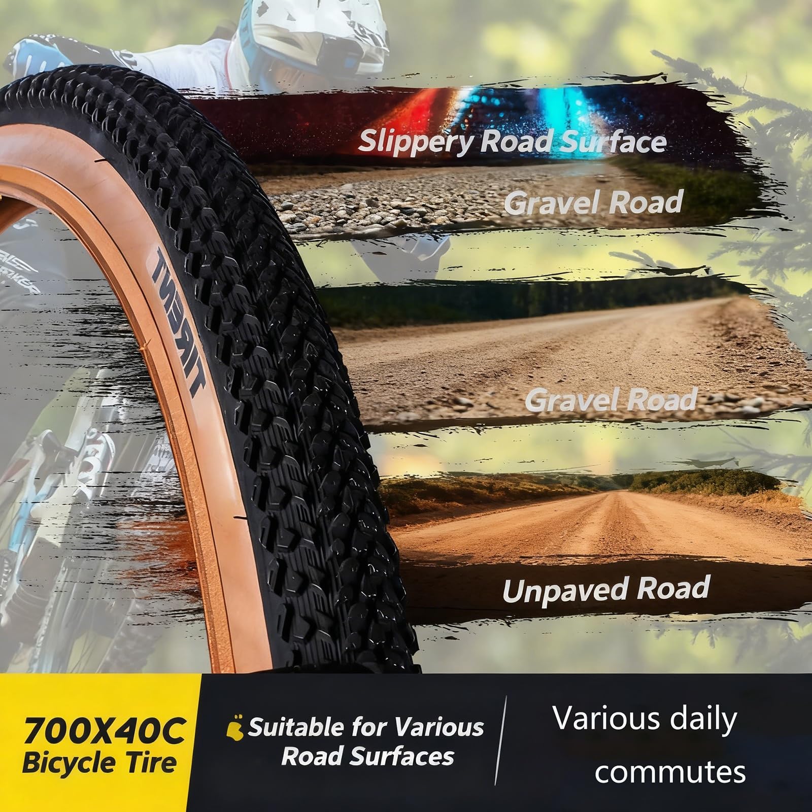 2PCS 700x40c 40-622 Pneumatici Antipuntura in Clincher, Larghi for Biciclette da Strada e Gravel, Basso Attrito, Pressione Fino a 75 PSI, Fascia Rifrangente, Resistente a Tutte le Condizioni